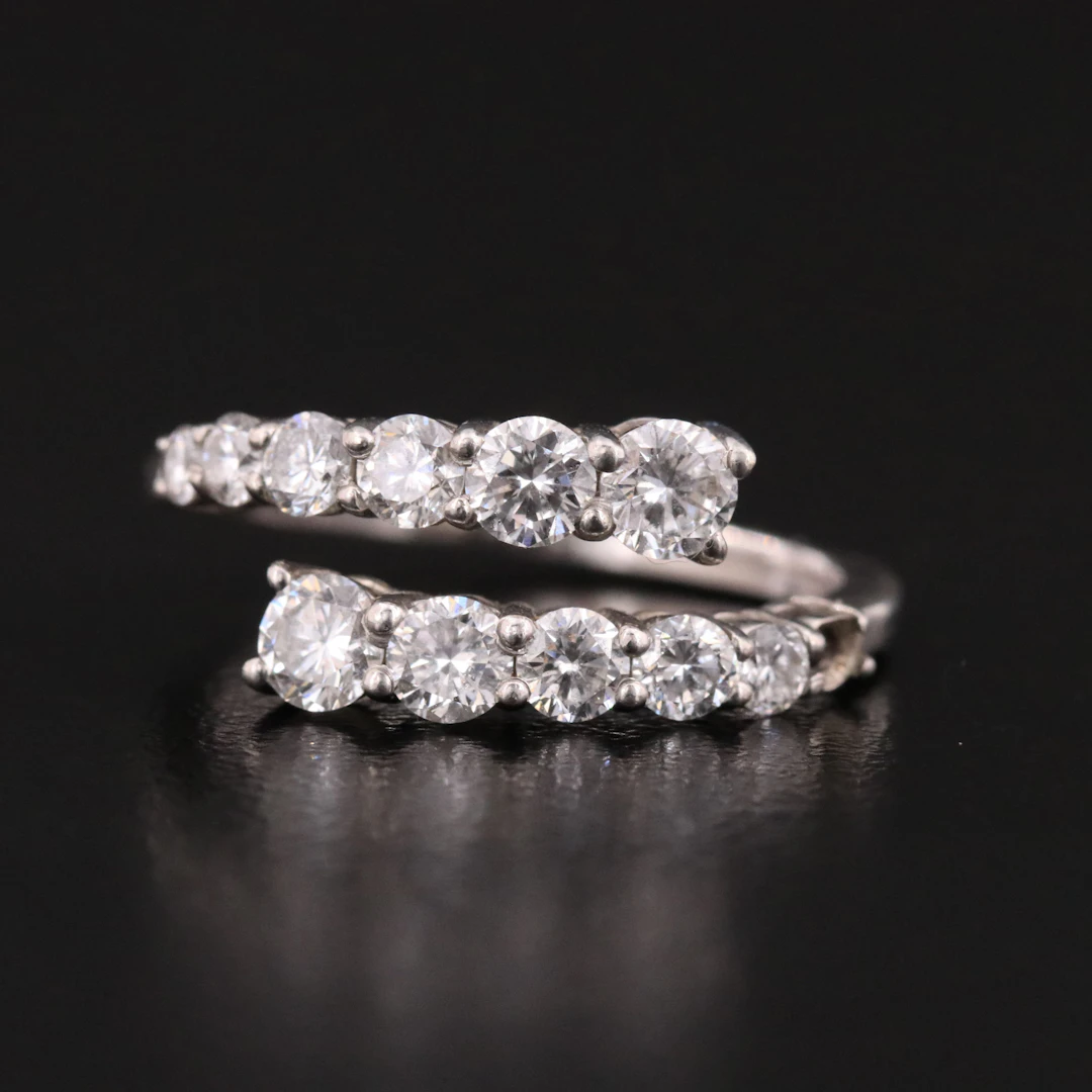 Sterling Graduated 1.20 CTW Lab Grown Diamond Bypass Ring