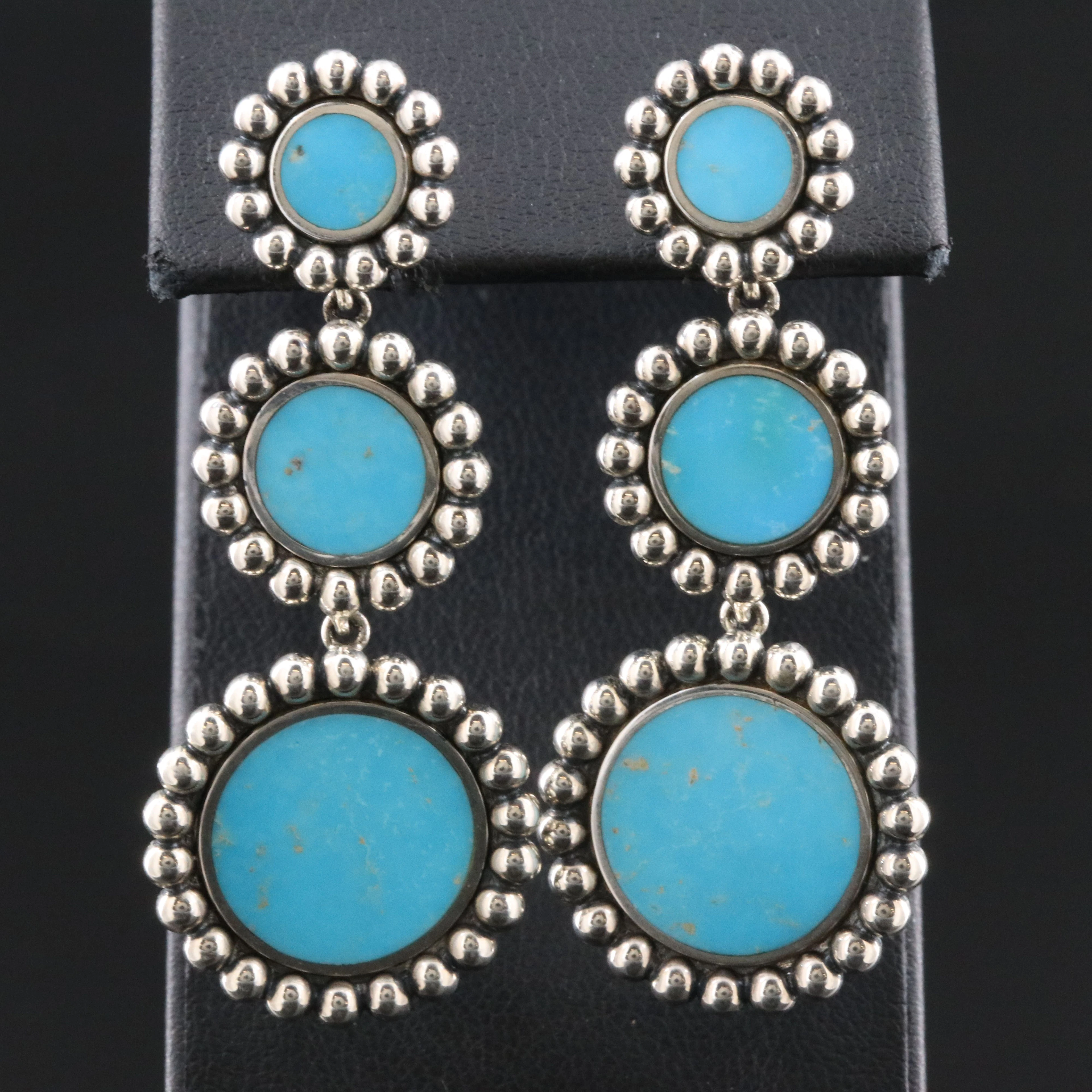 Lagos Maya Sterling and Turquoise Circle Drop Earrings