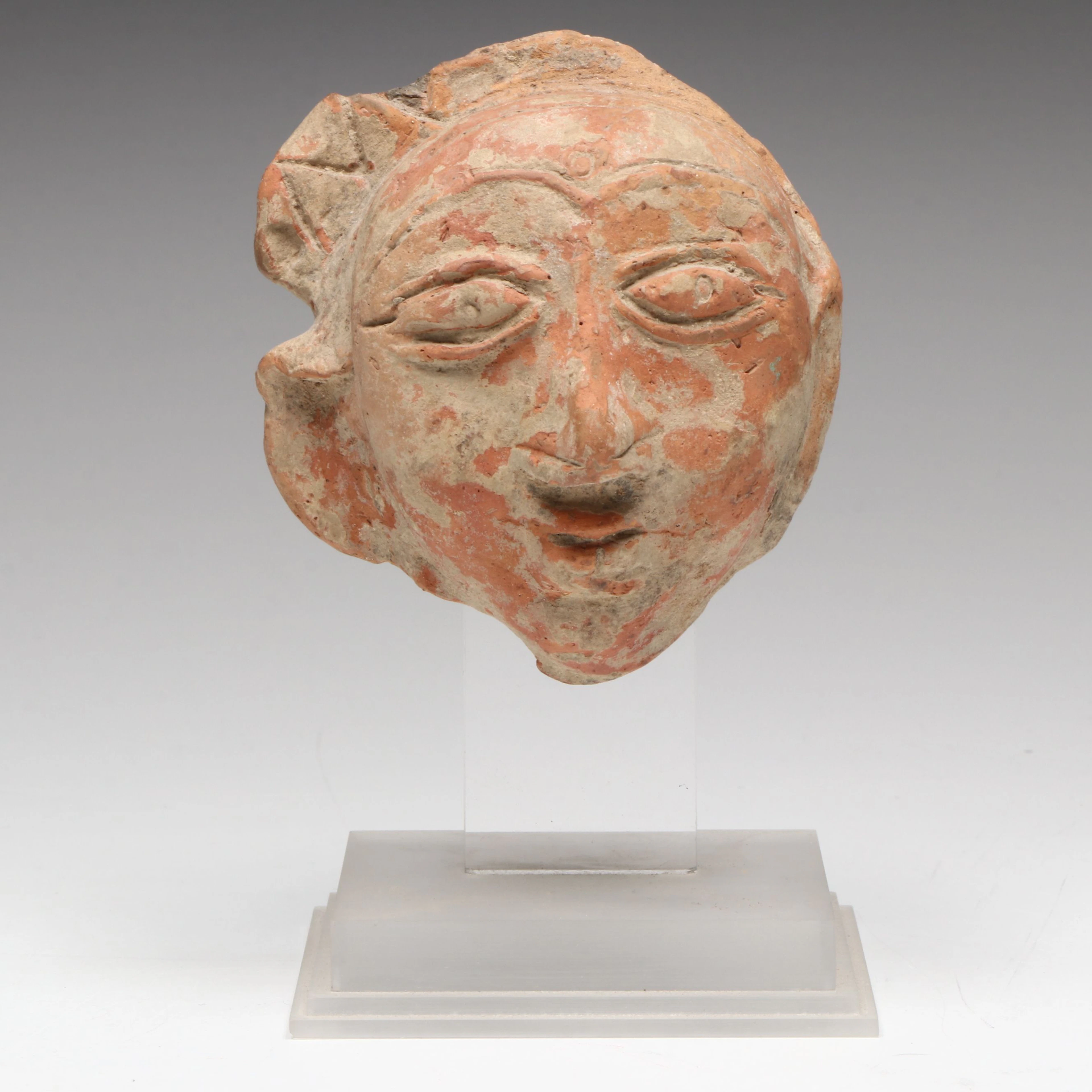 Indian Terracotta Head of a Youth Fragment, Circa 2nd–1st Century BCE