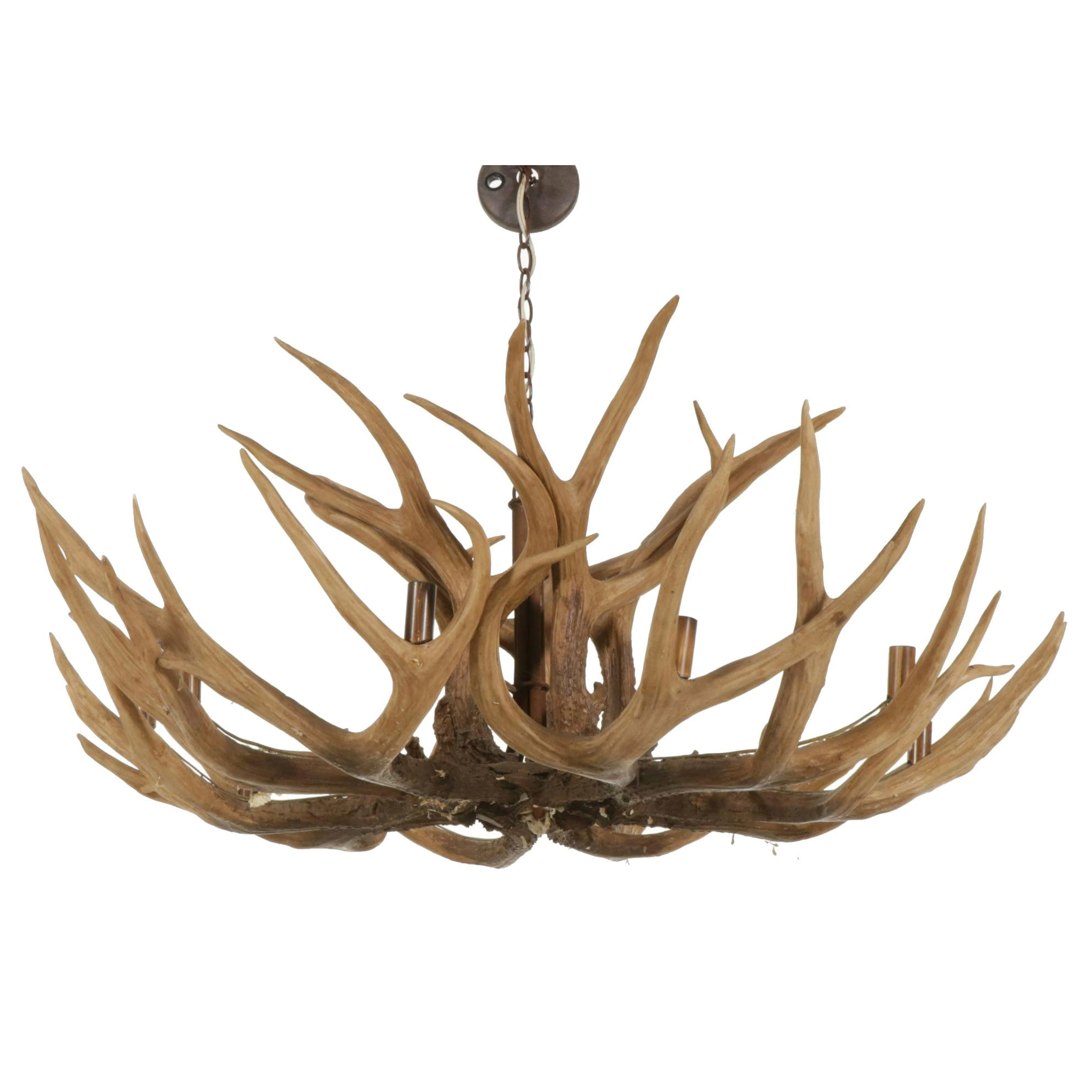 Rustic Cabin Theme Faux Antler Ten-Arm Chandelier