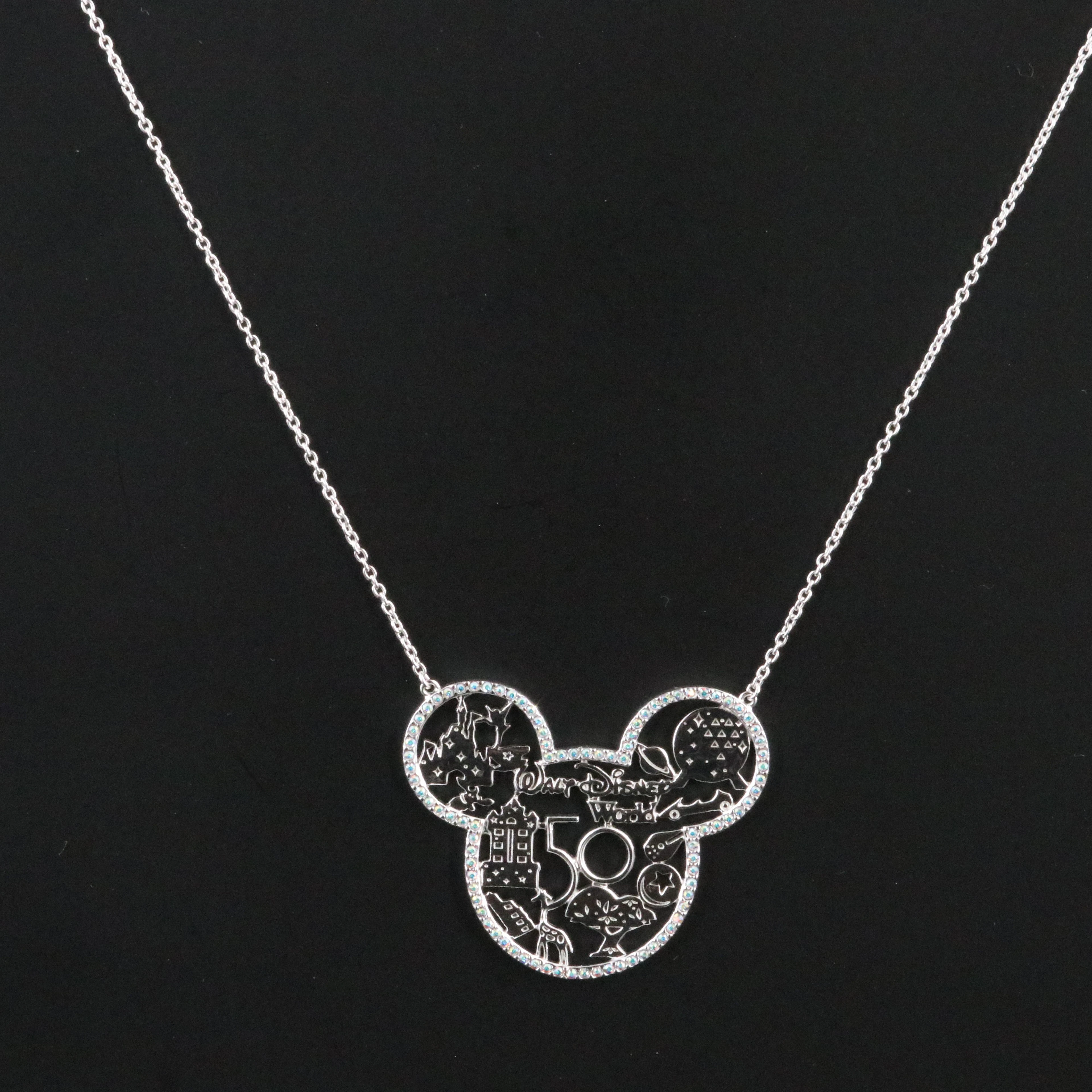 Sterling Walt Disney World Rhinestone 50 Year Necklace