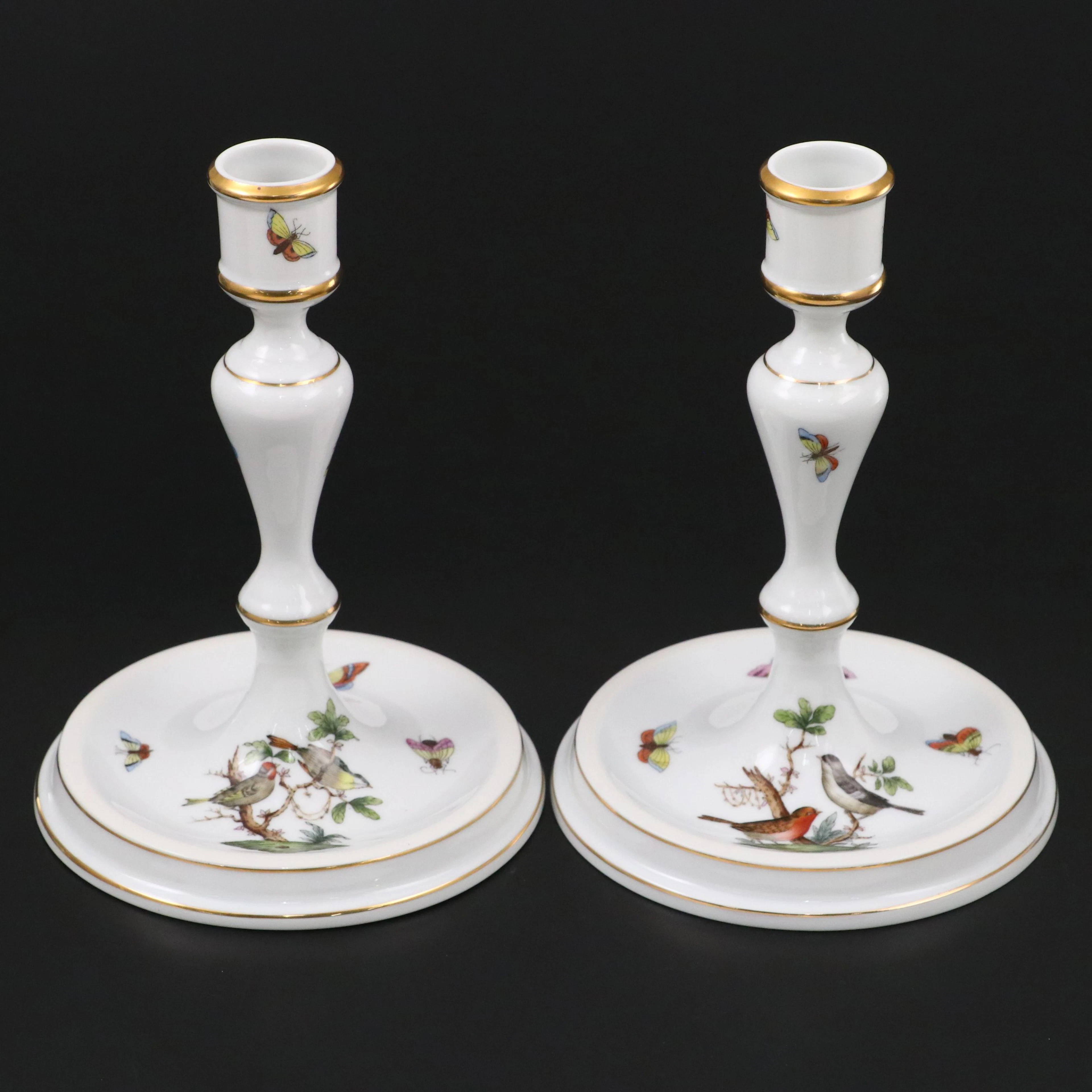 Herend "Rothschild Bird" Porcelain Candle Holders