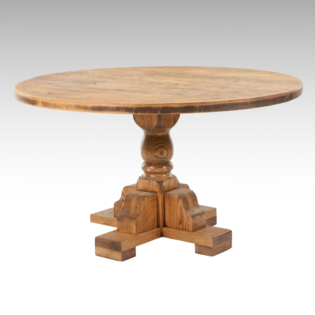 Victorian Style Oak Pedestal Table, 20th Century