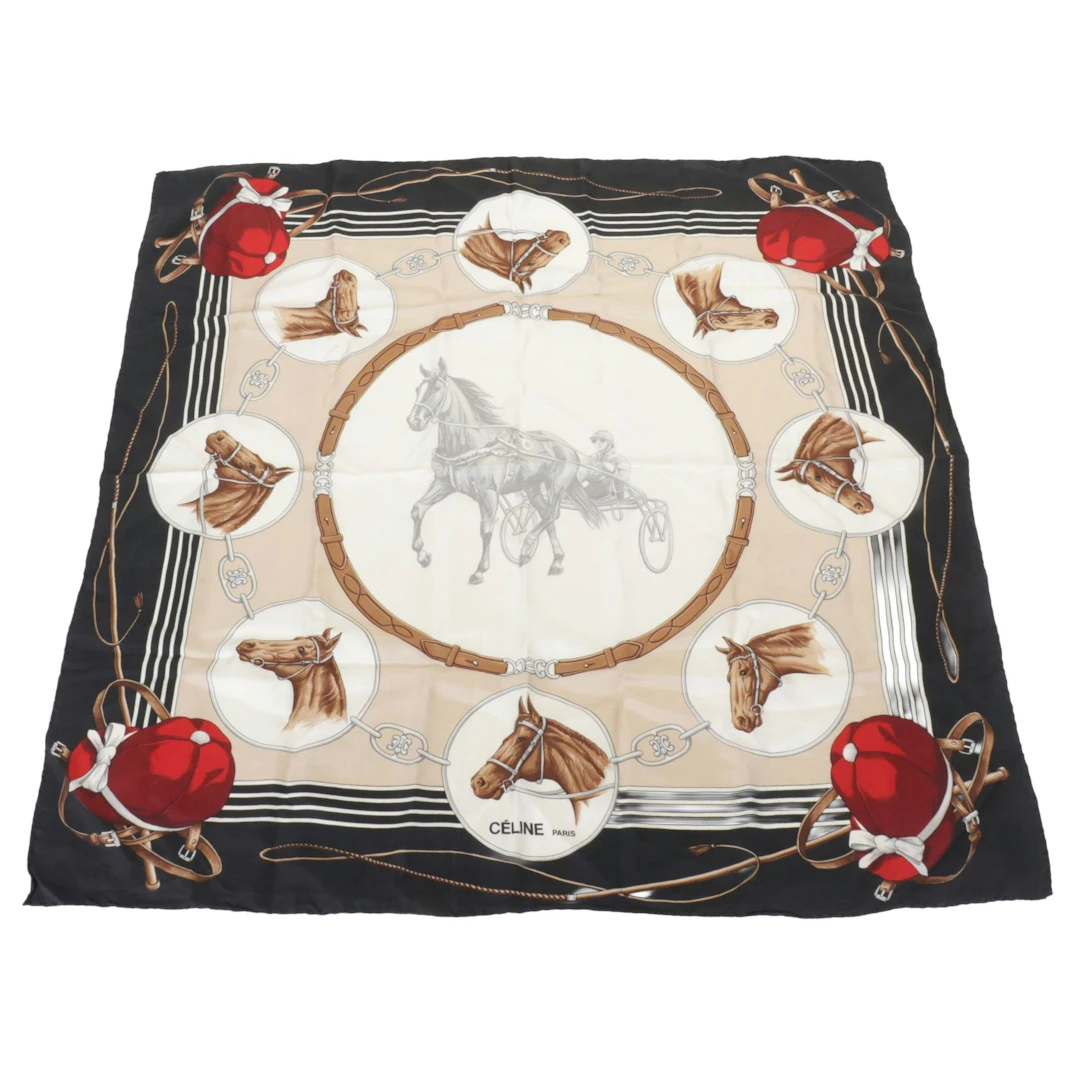 Celine Equestrian Harness & Horse Motif Silk Scarf