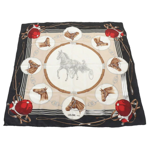 Celine Equestrian Harness & Horse Motif Silk Scarf