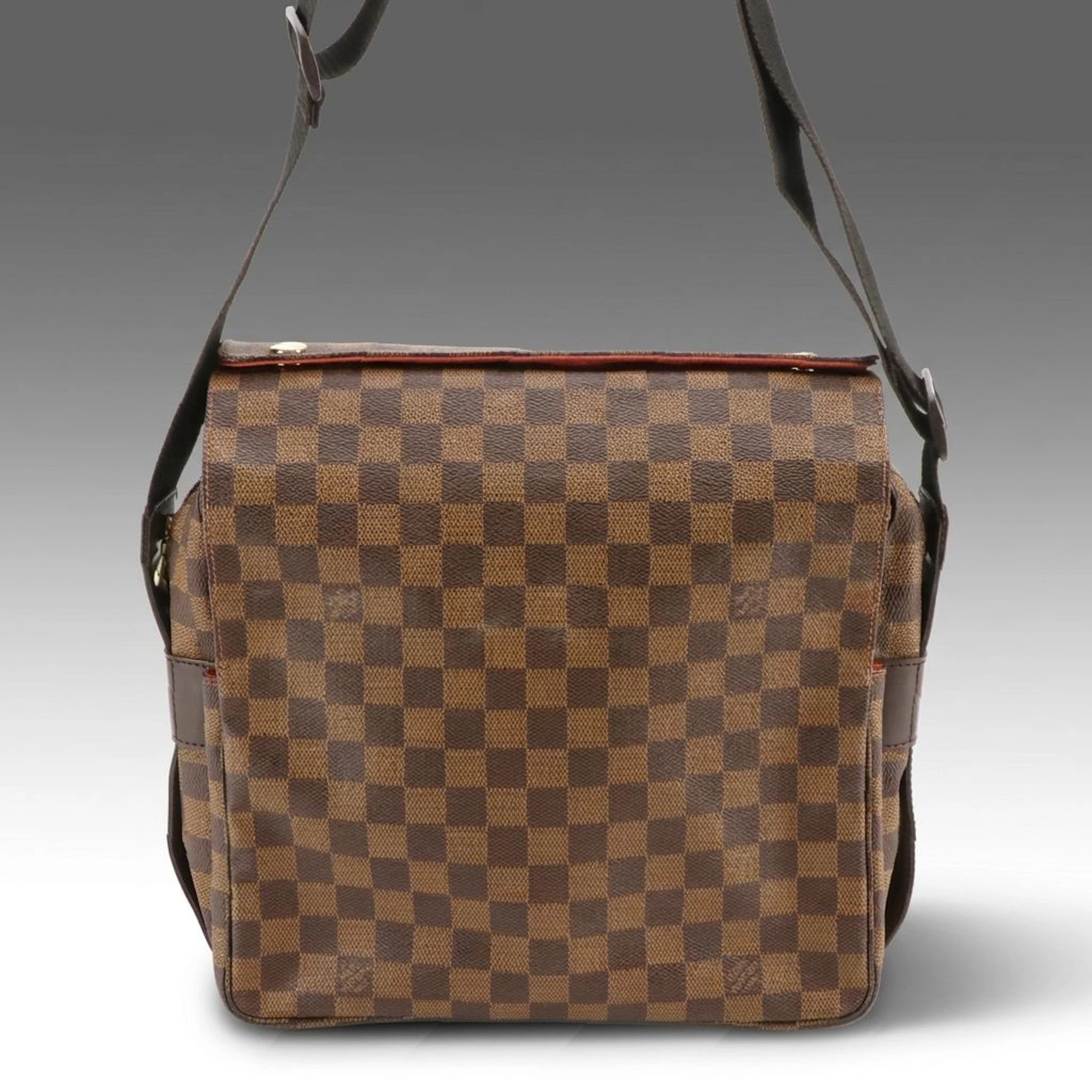 Louis Vuitton Naviglio Messenger Bag in Damier Ebene Coated Canvas and Leather