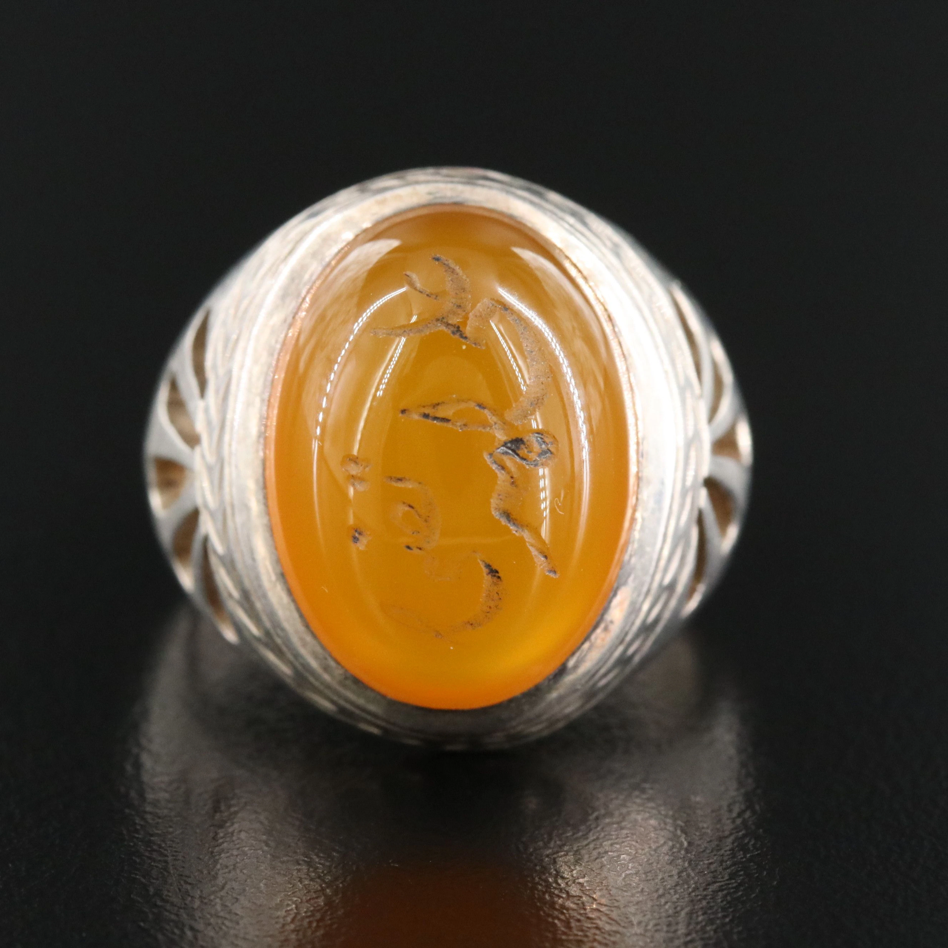 Sterling Chalcedony Ring with Cut-Out Shoulders