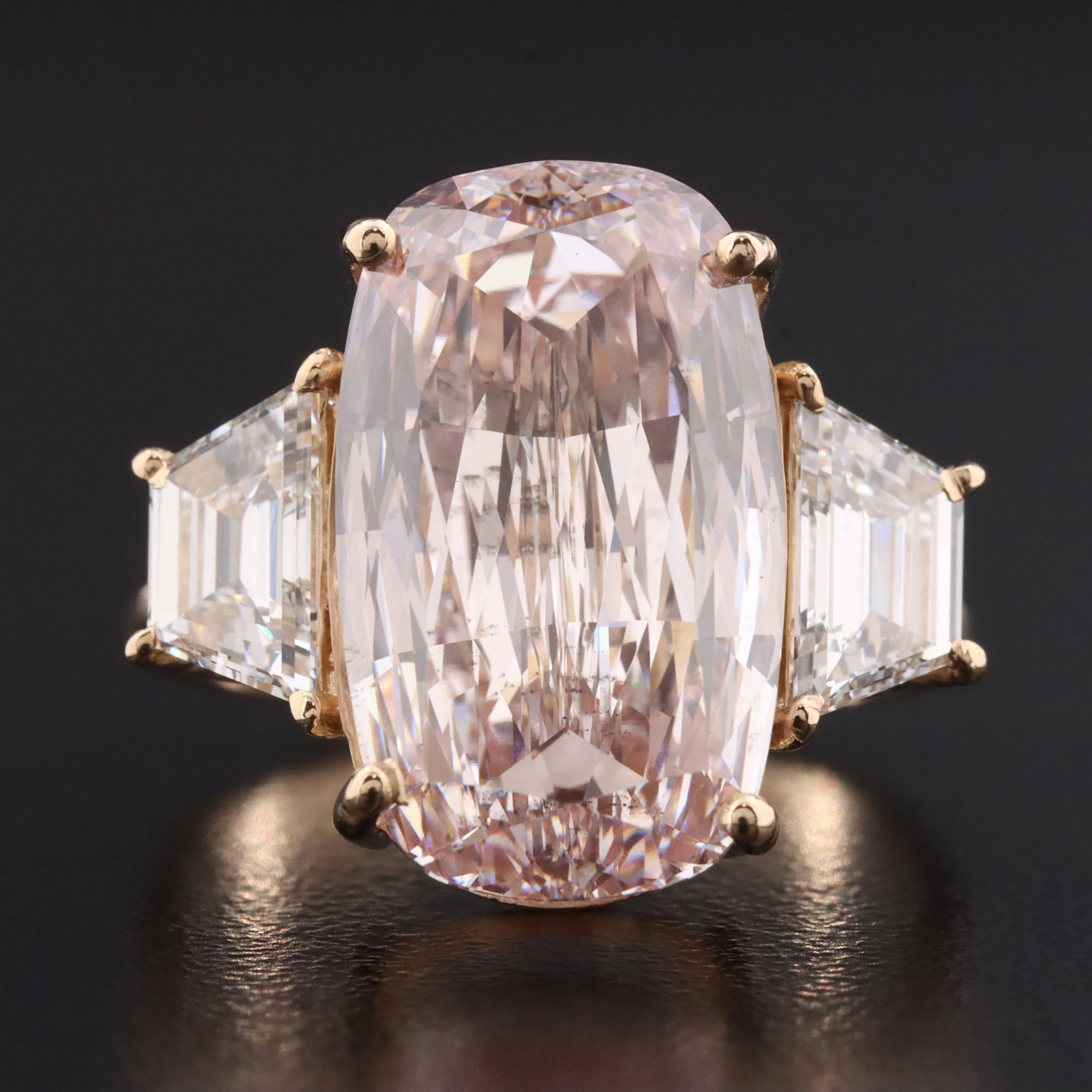 14K 11.32 CTW Lab Grown Diamond Ring with Fancy Intense Pink Center