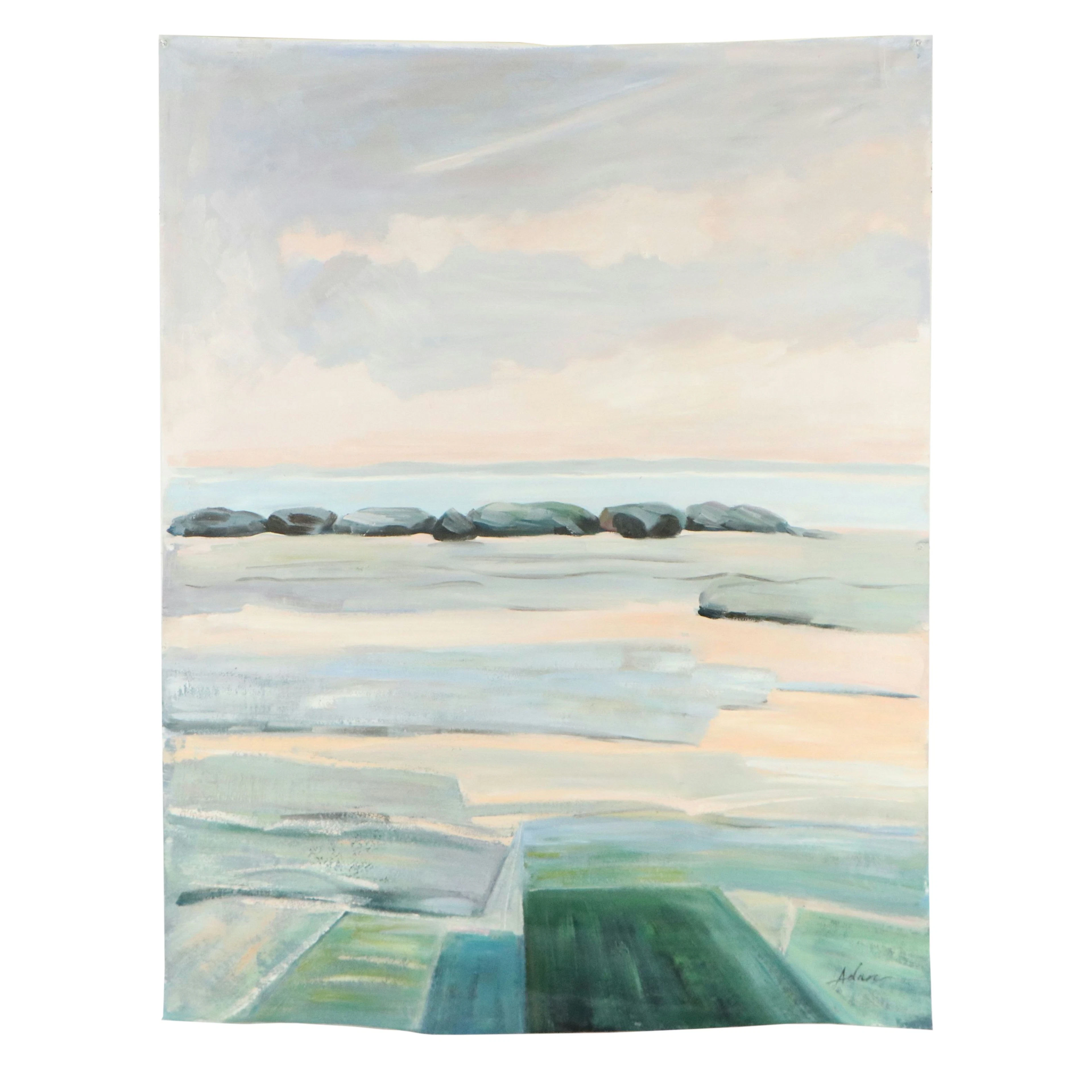 Adan Minimalist Coastal Landscape Acrylic Painting "Peace and Harmony"