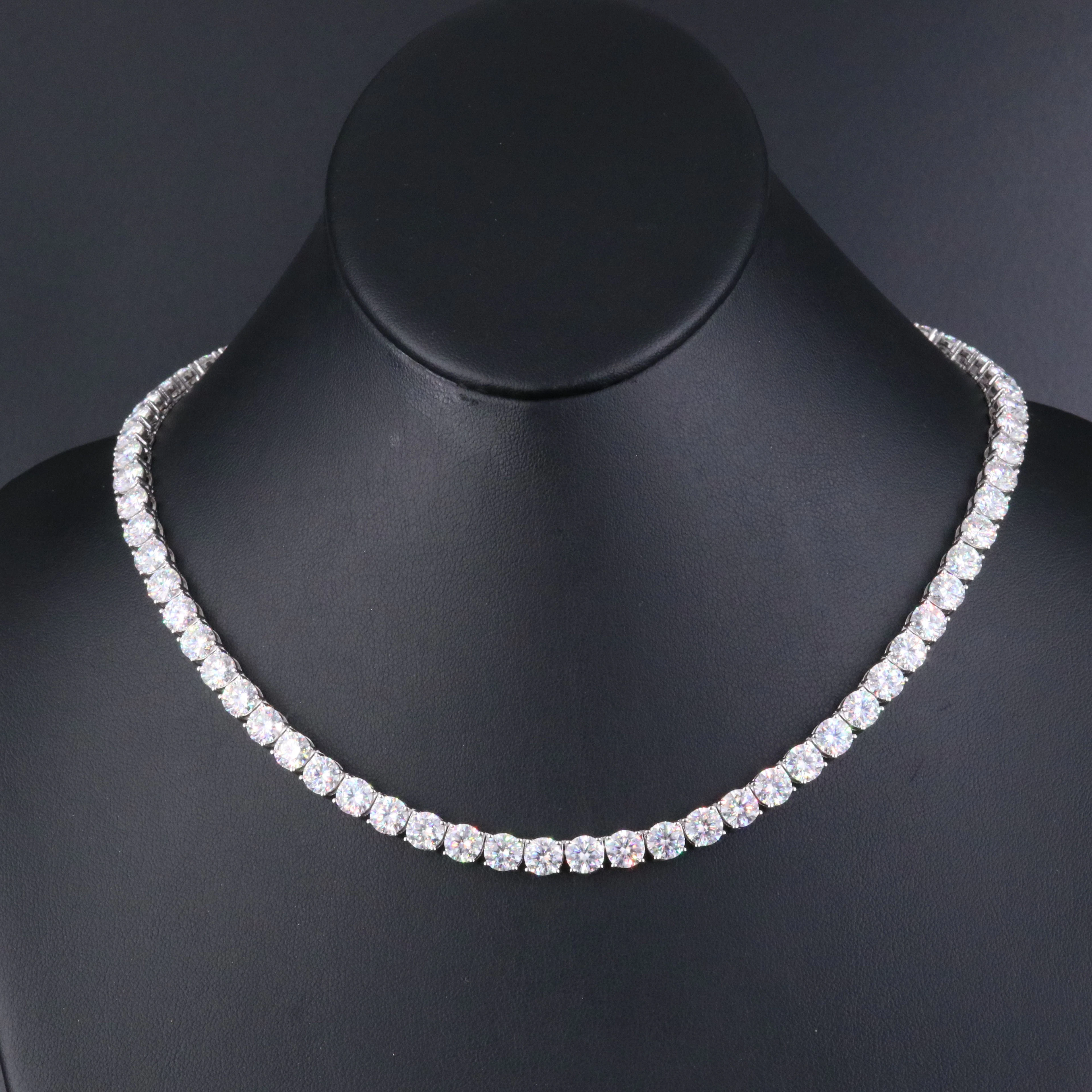 Sterling and Moissanite Line Necklace