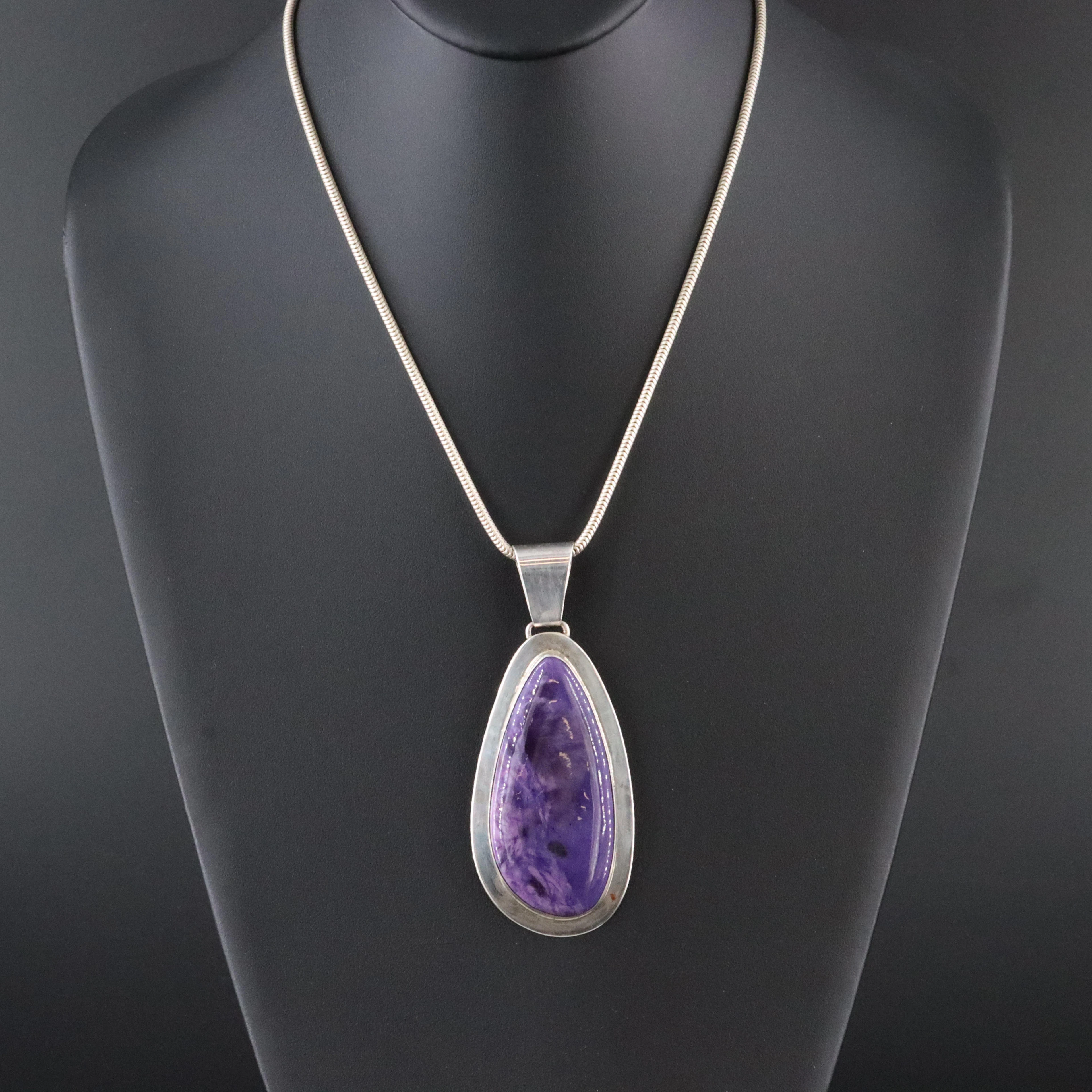 Sterling Charoite Pendant Necklace