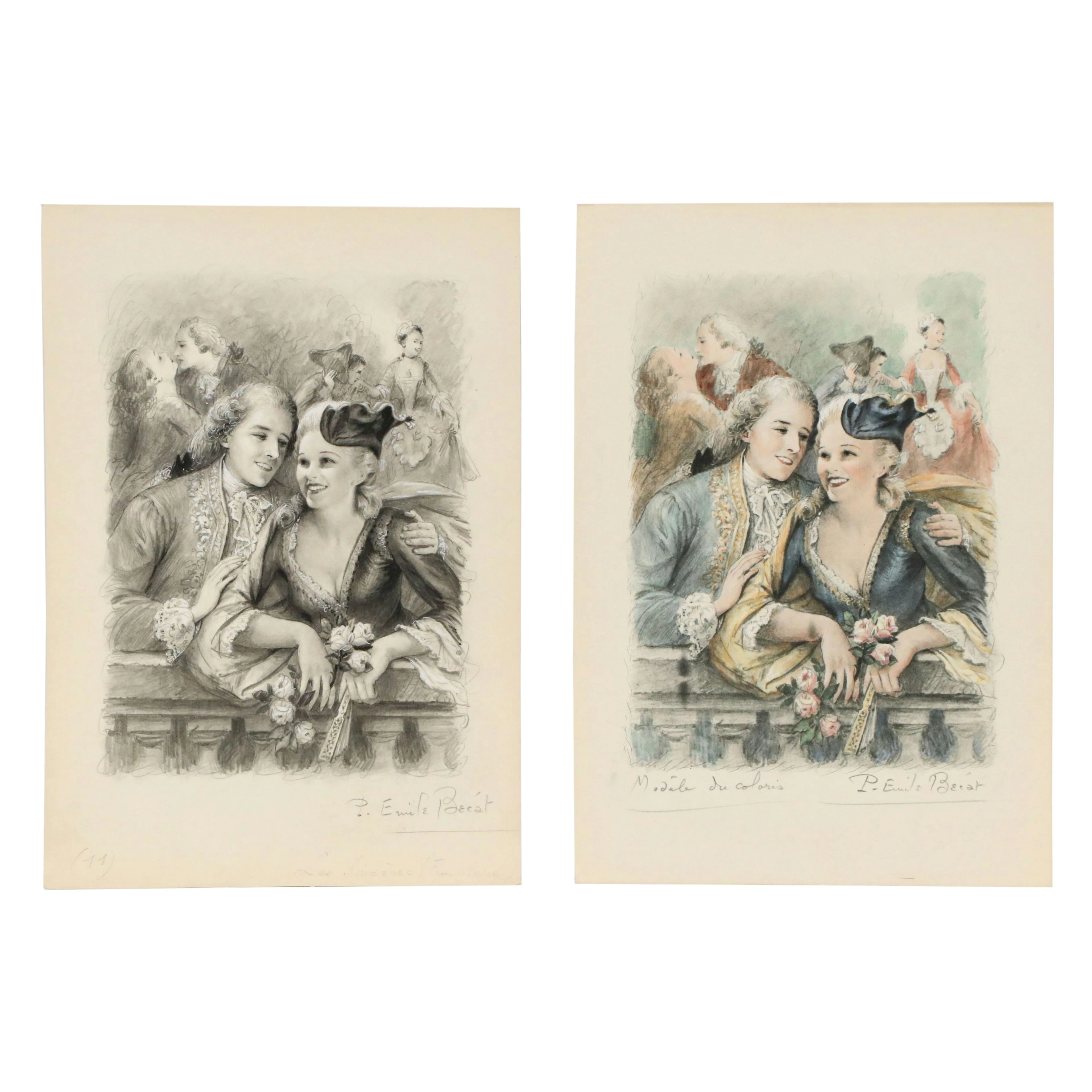 Paul-Émile Bécat Graphite Frontispiece Book Illustration "Les Sincères"