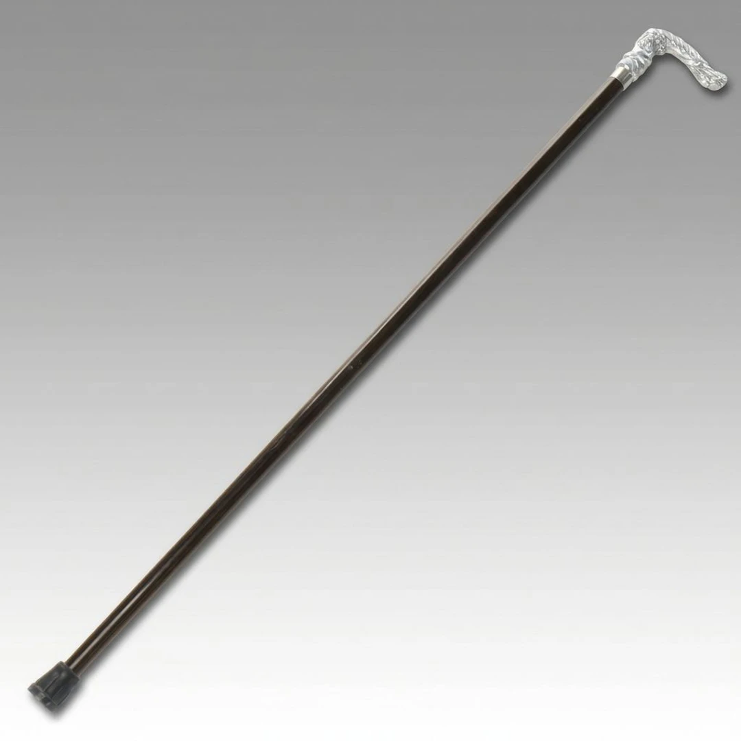 Repoussé Sterling Silver Wooden Walking Cane
