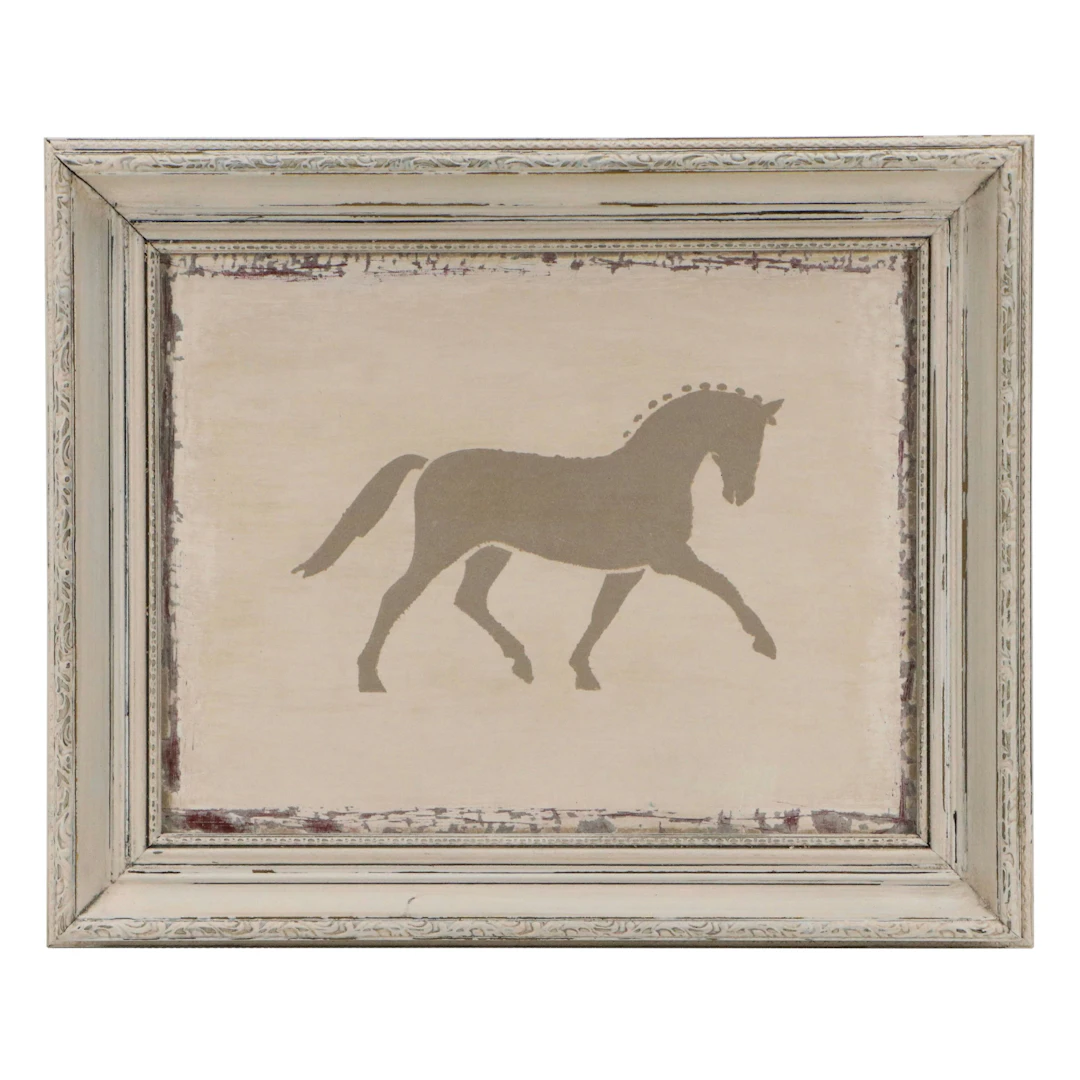 Folk Art Style Stencil Painting of Horse
