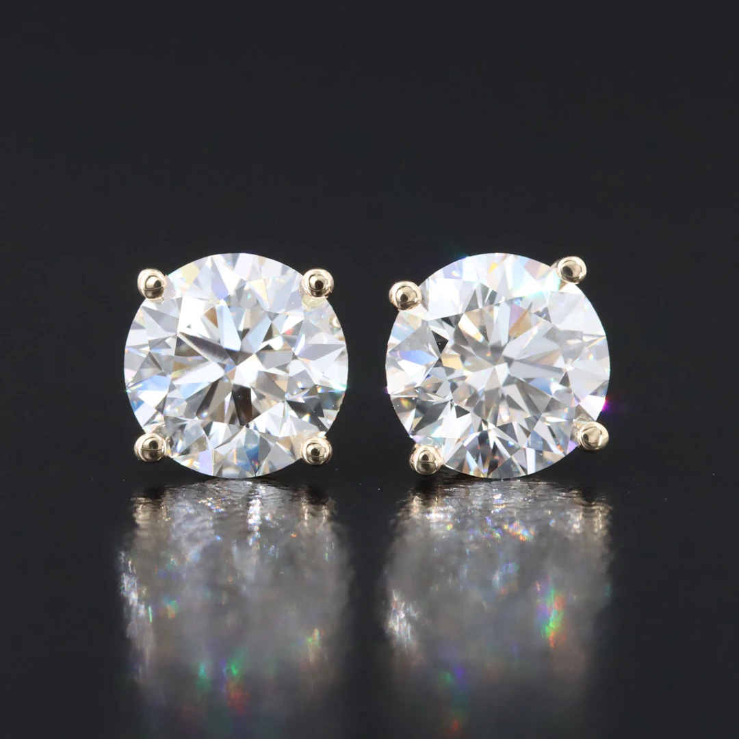 14K 3.20 CTW Lab Grown Diamond Stud Earrings with IGI Reports