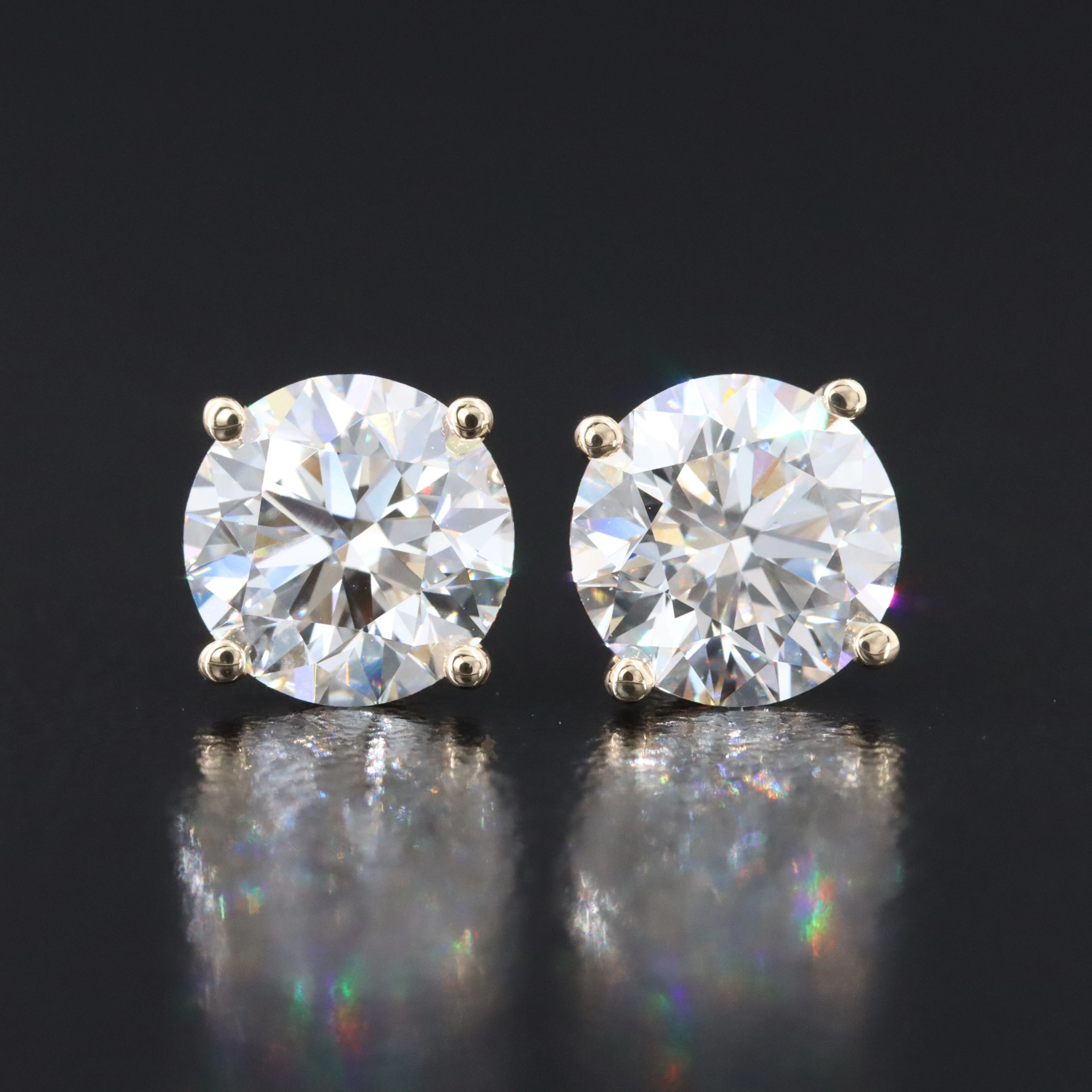14K 3.20 CTW Lab Grown Diamond Stud Earrings with IGI Reports