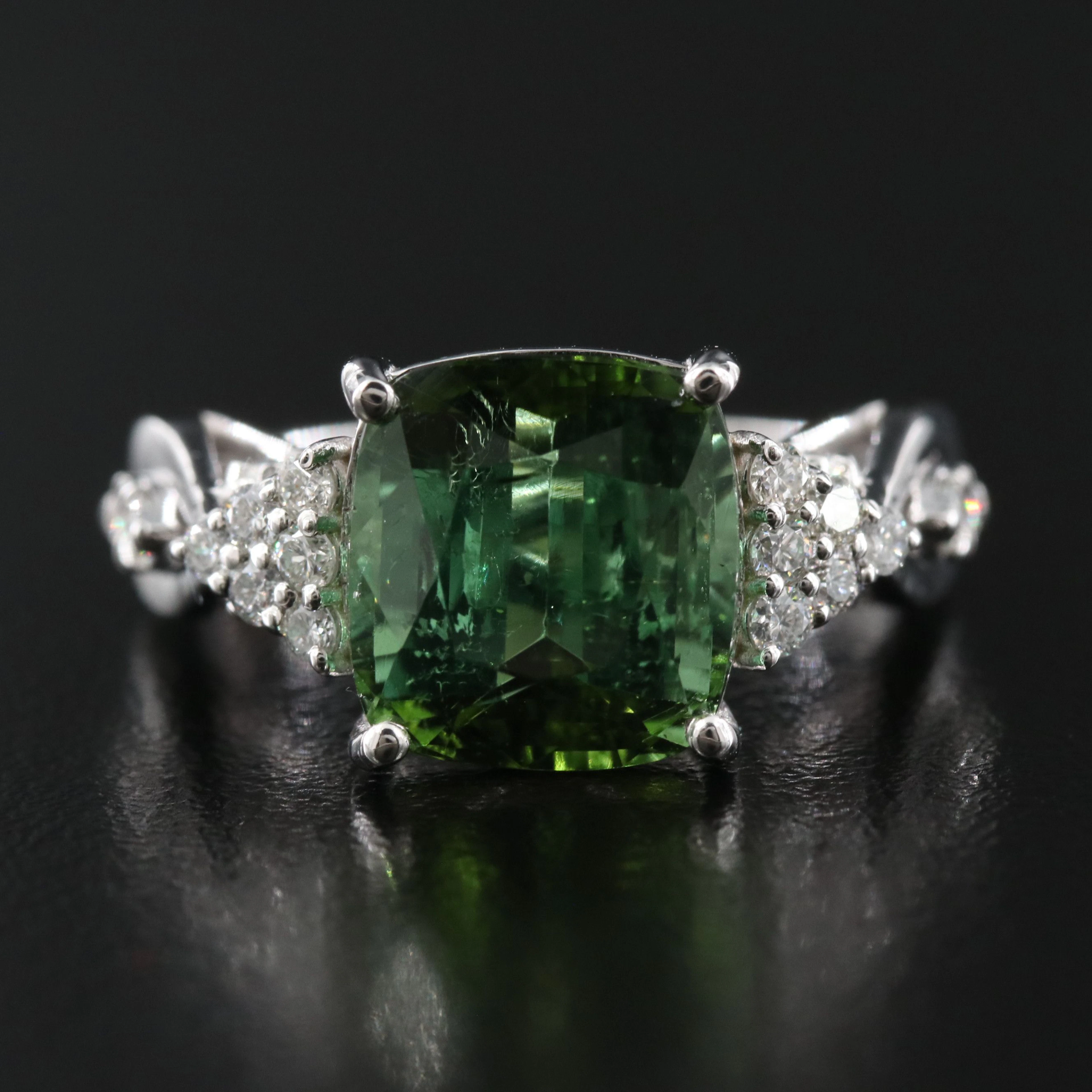 14K 4.58 CT Tourmaline and Diamond Ring with GIA Report