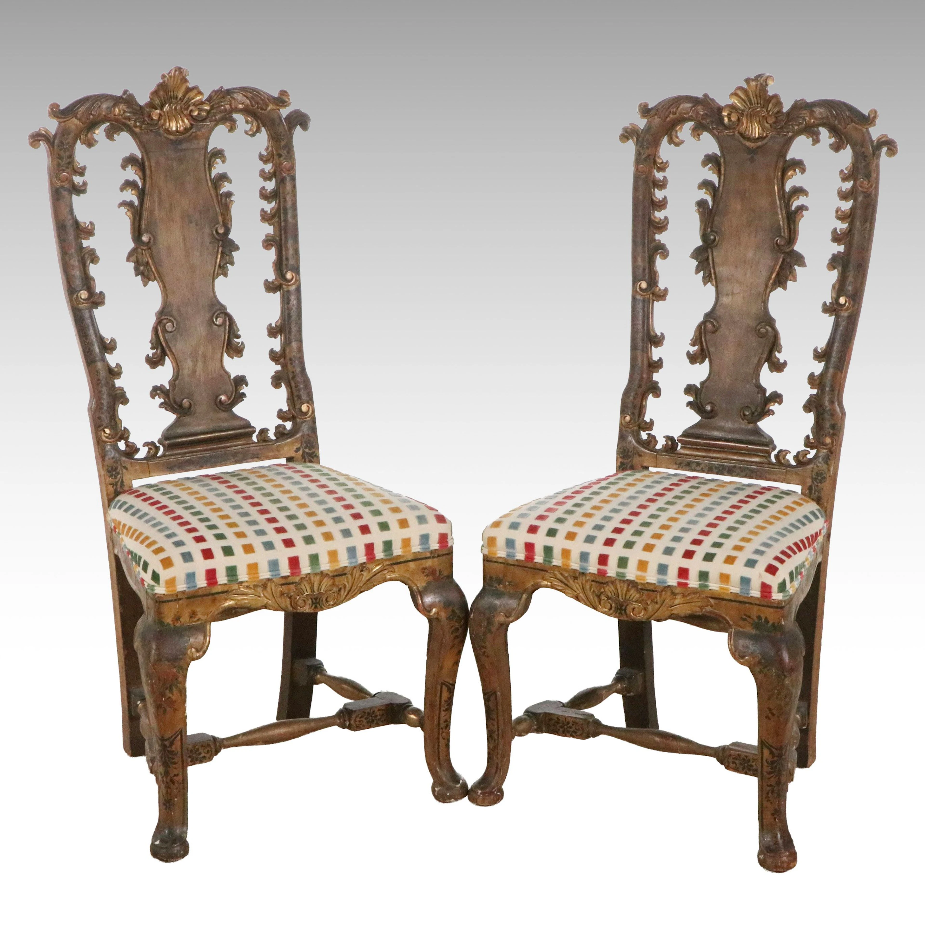 Pair of Portuguese Rococo Style Side Chairs b