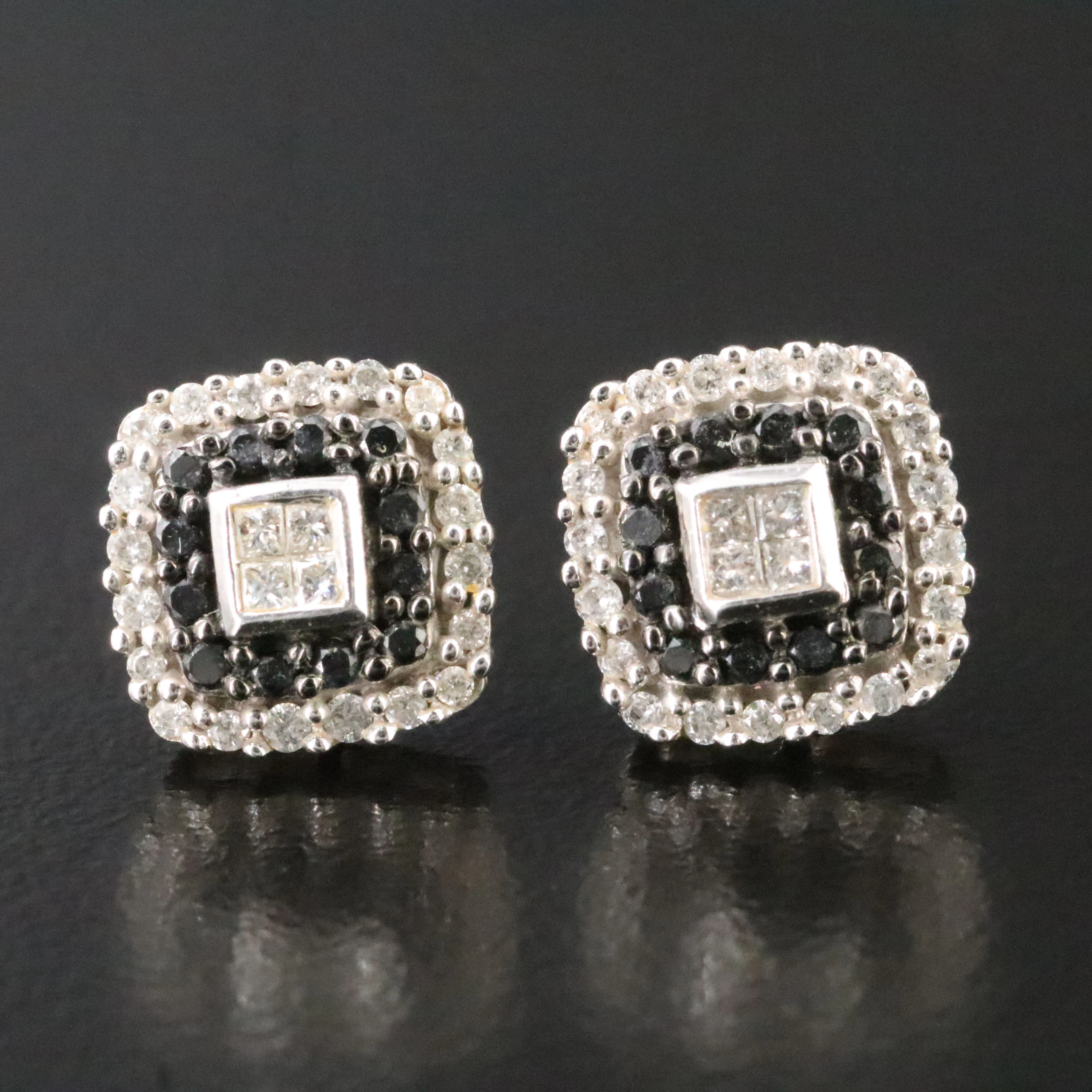 10K 0.50 CTW Diamond Earrings Featuring Fancy Black