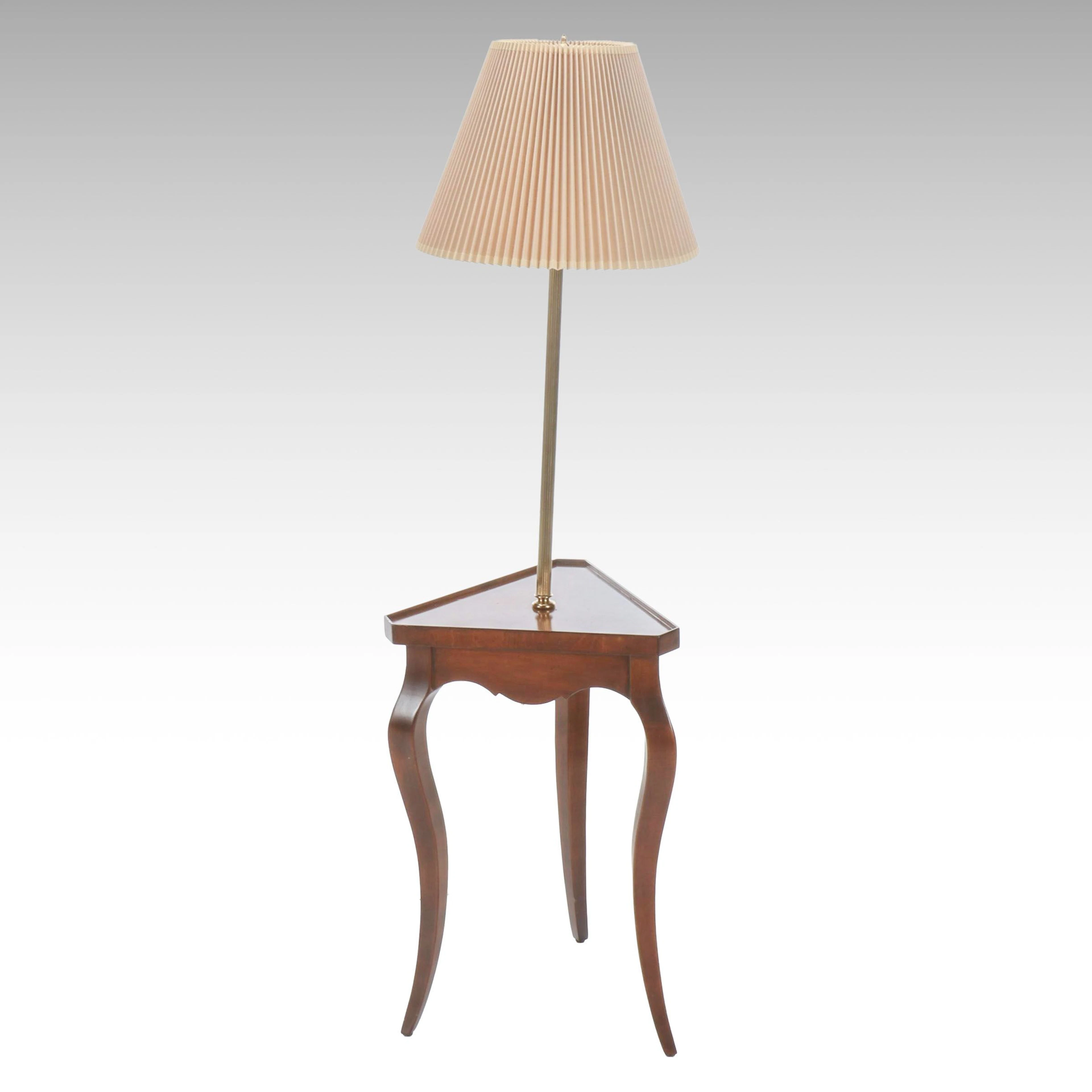 Frederick Cooper Queen Anne Style Triangle Table Floor Lamp w/ Concertina Shade