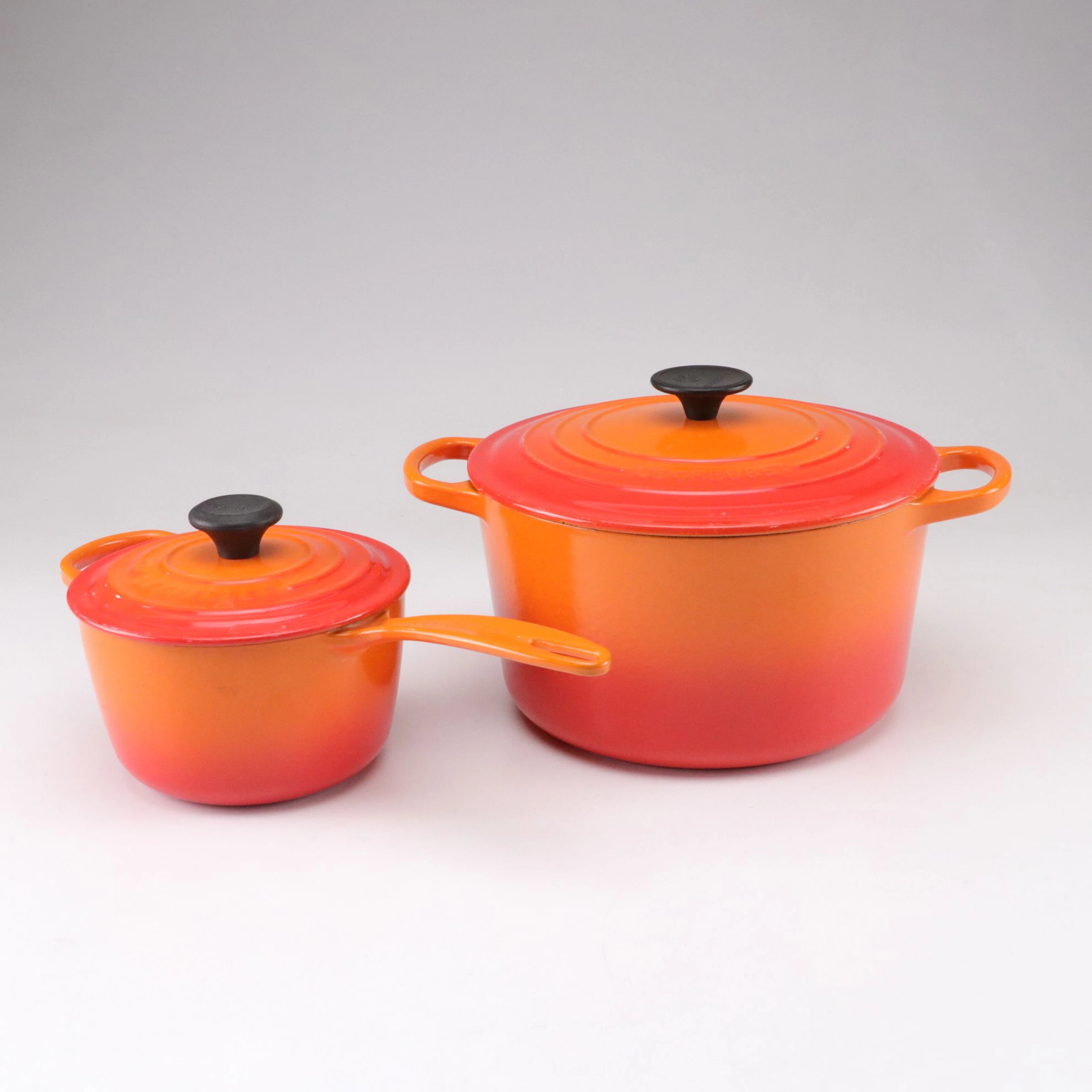 Le Creuset "Flame" Dutch Oven and Lidded Sauce Pan