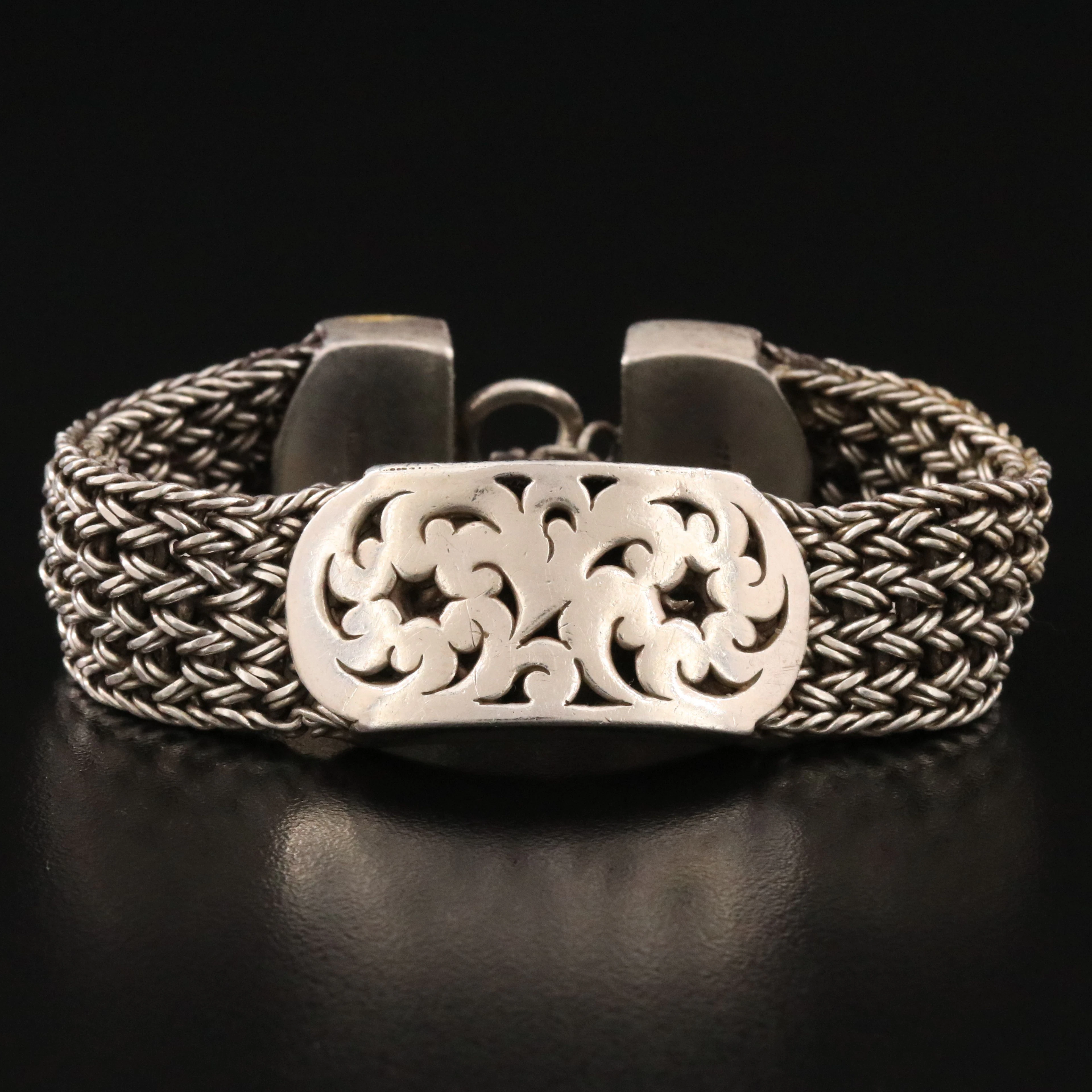 Lois Hill Sterling Scroll and Wheat Chain Bracelet