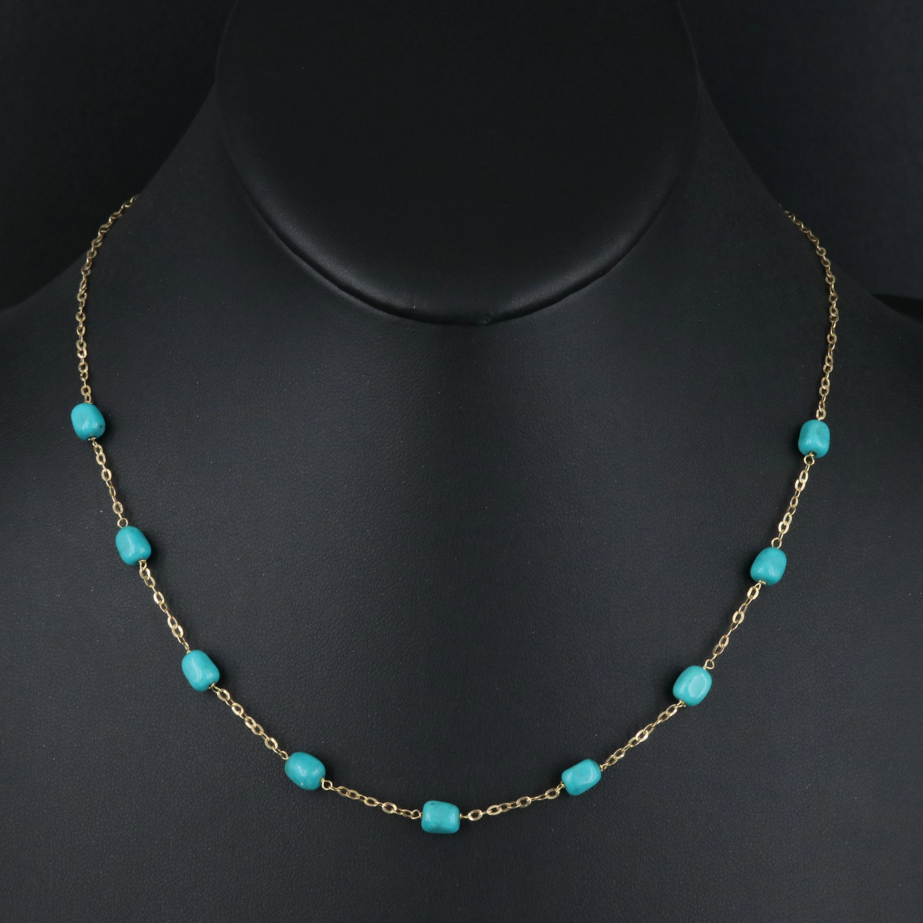 Italian Milor 14K Turquoise Station Necklace