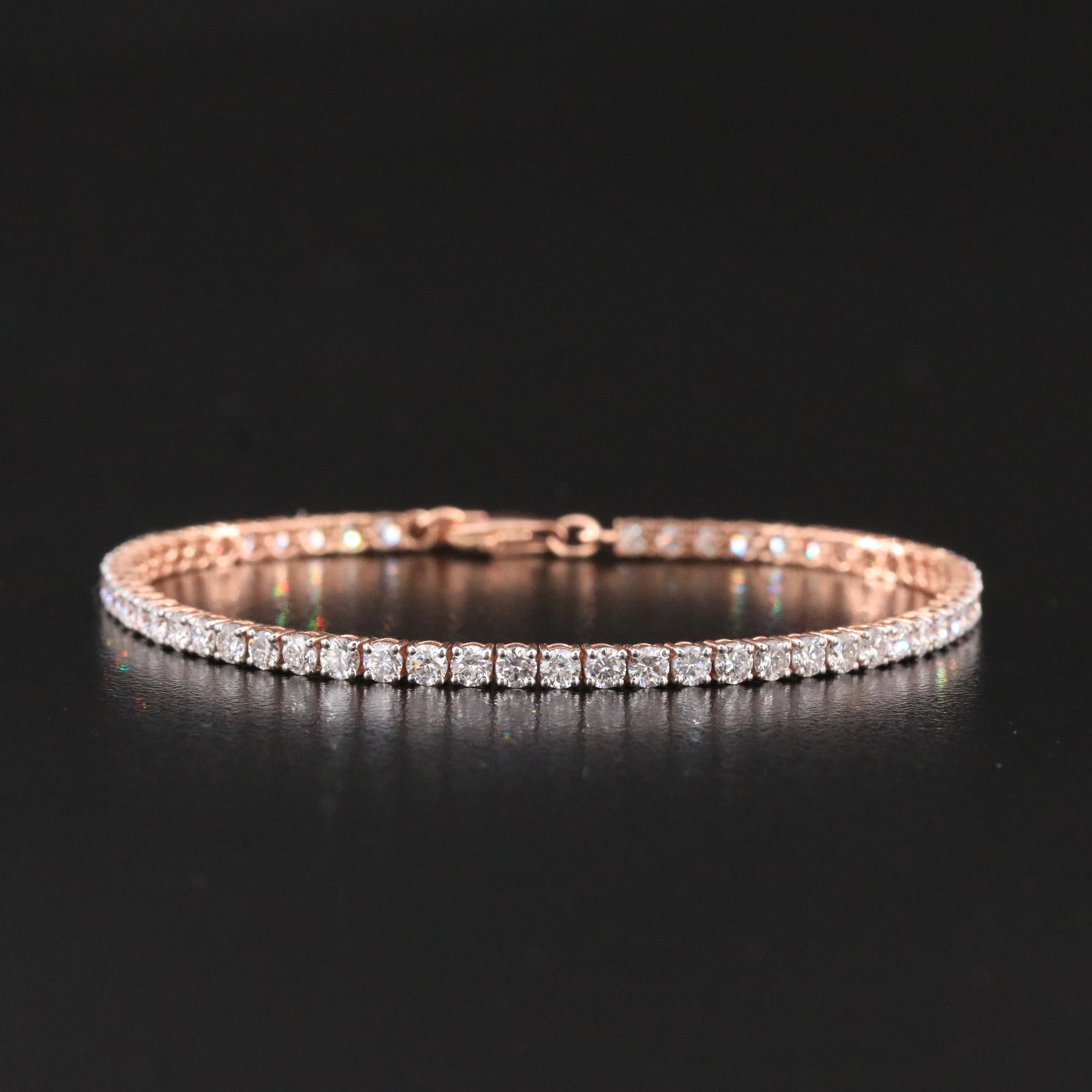 14K Rose Gold 3.67 CTW Lab Grown Diamond Line Bracelet