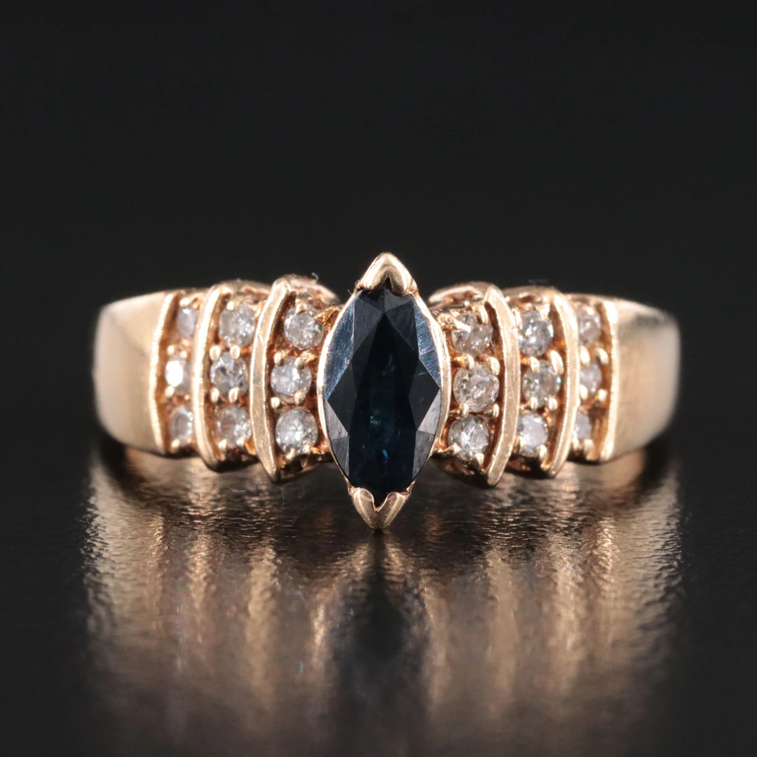 14K Sapphire and Diamond Ring