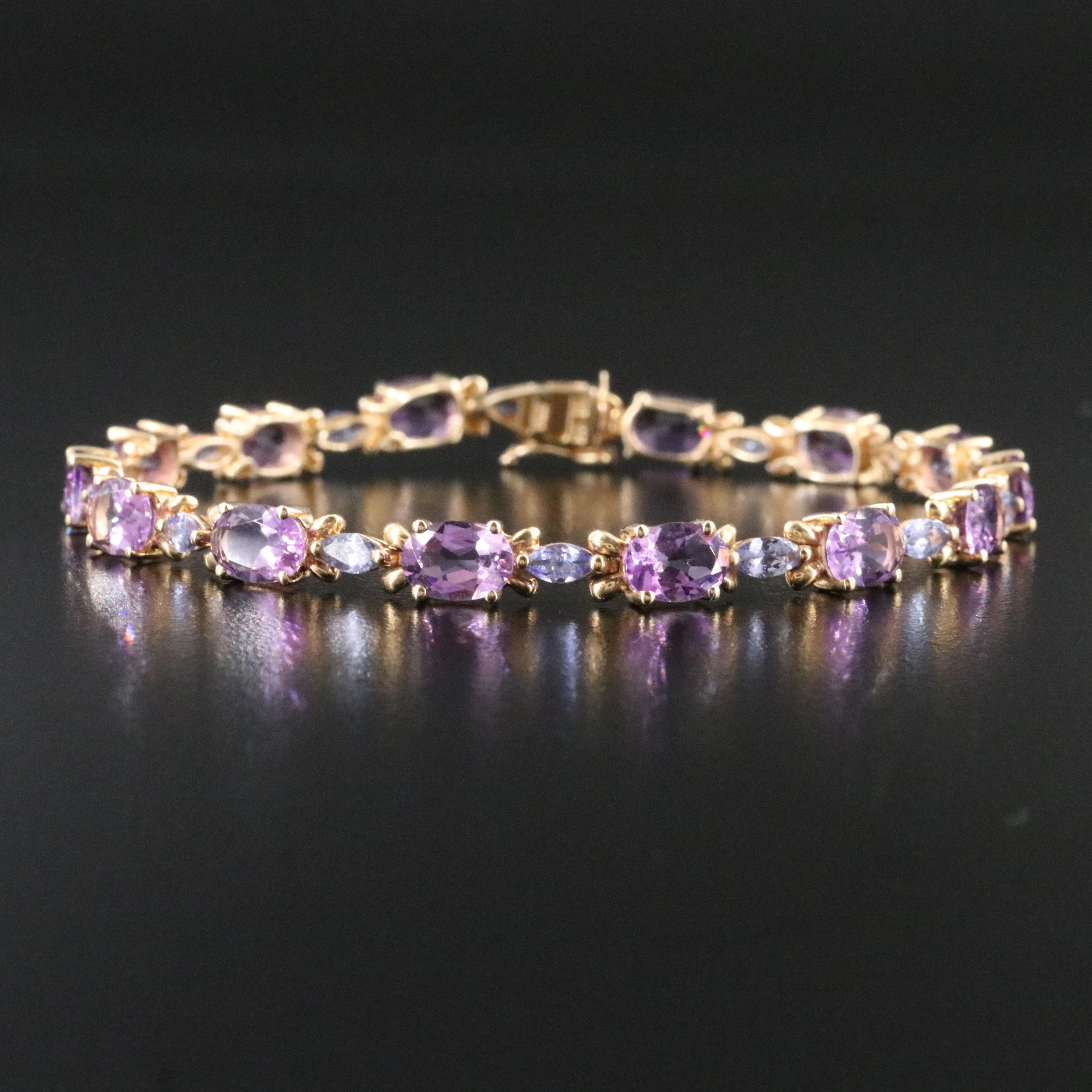 10K Amethyst and Tanzanite Bracelet