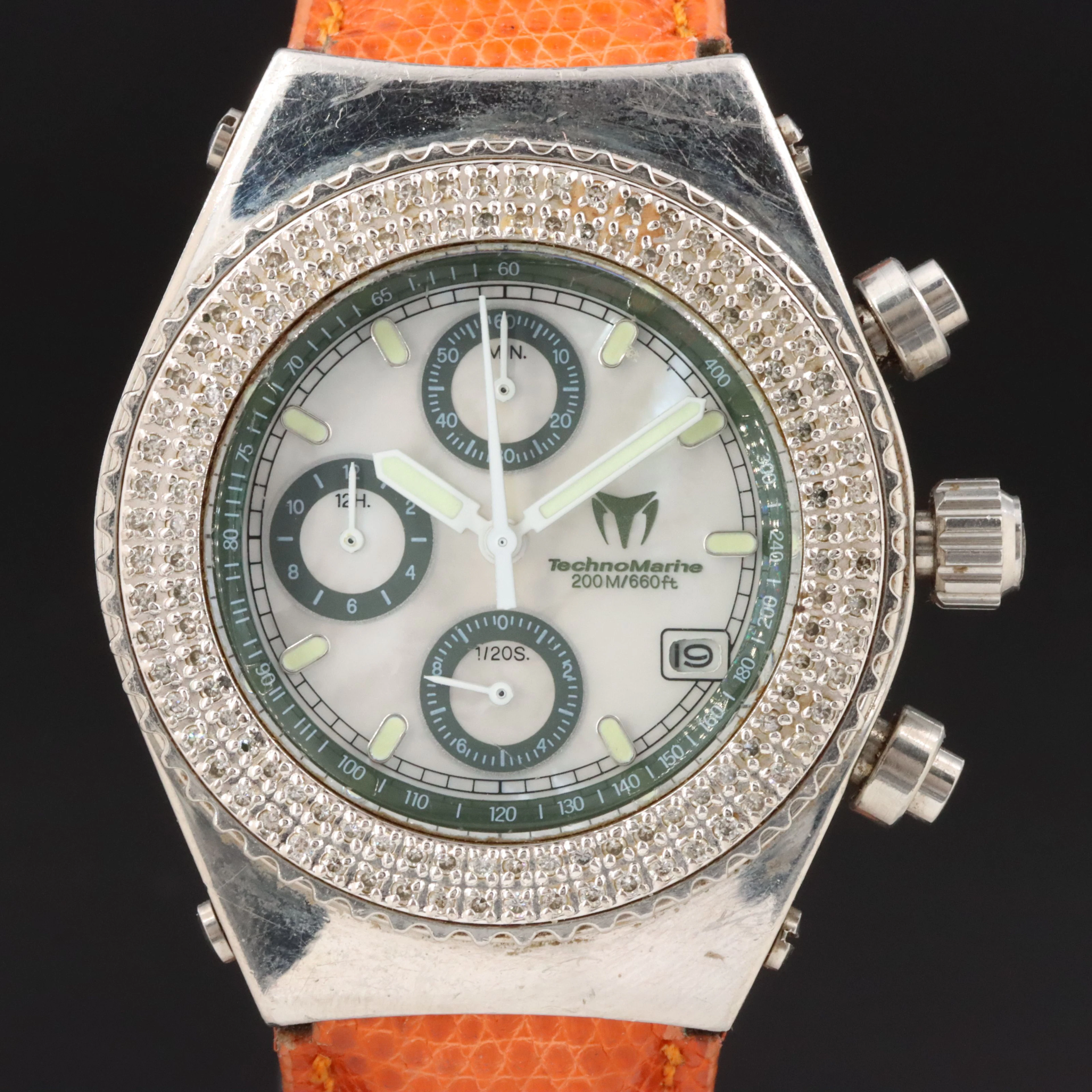 TechnoMarine Cruise Line Diamond Bezel Stainless Steel Sport Watch