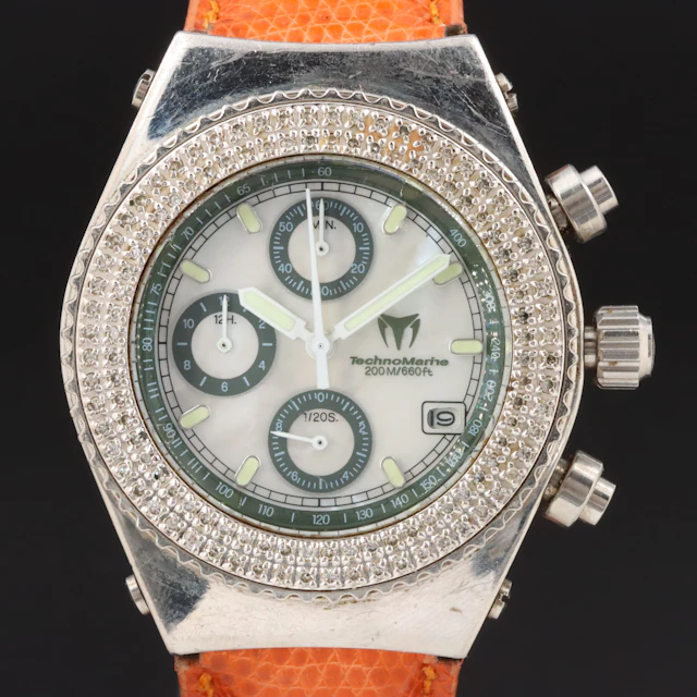 TechnoMarine Cruise Line Diamond Bezel Stainless Steel Sport Watch