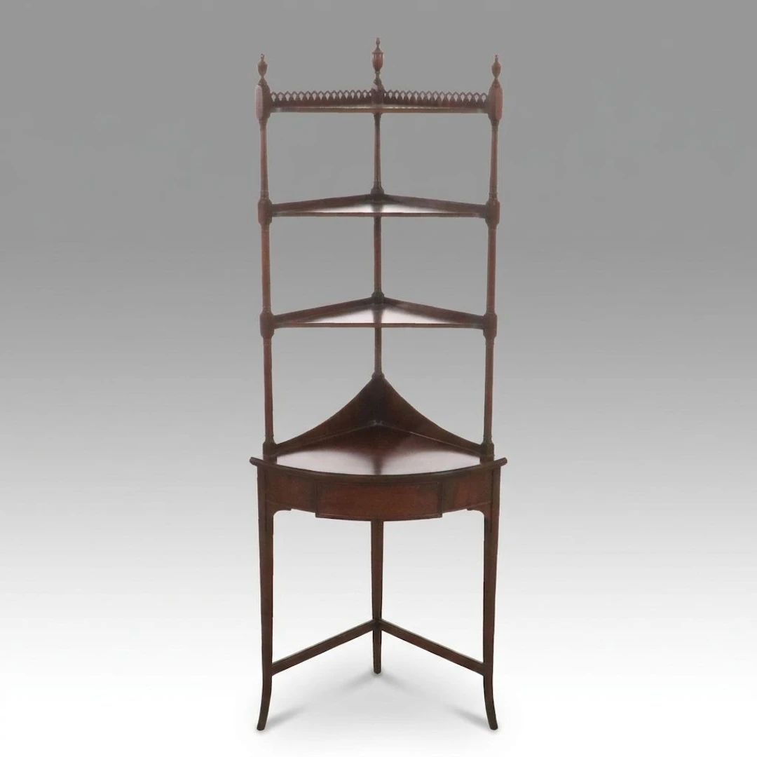 Regency Style Mahogany Corner Étagère