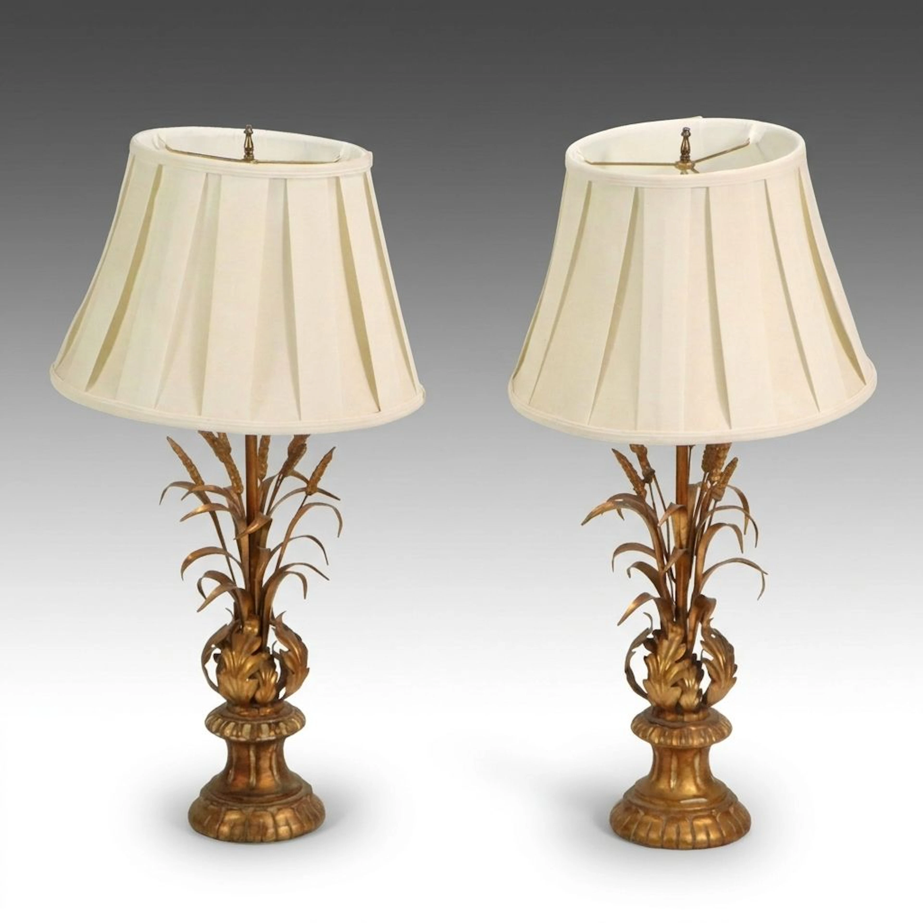 Pair of Hollywood Regency Style Gilt Finished Table Lamps