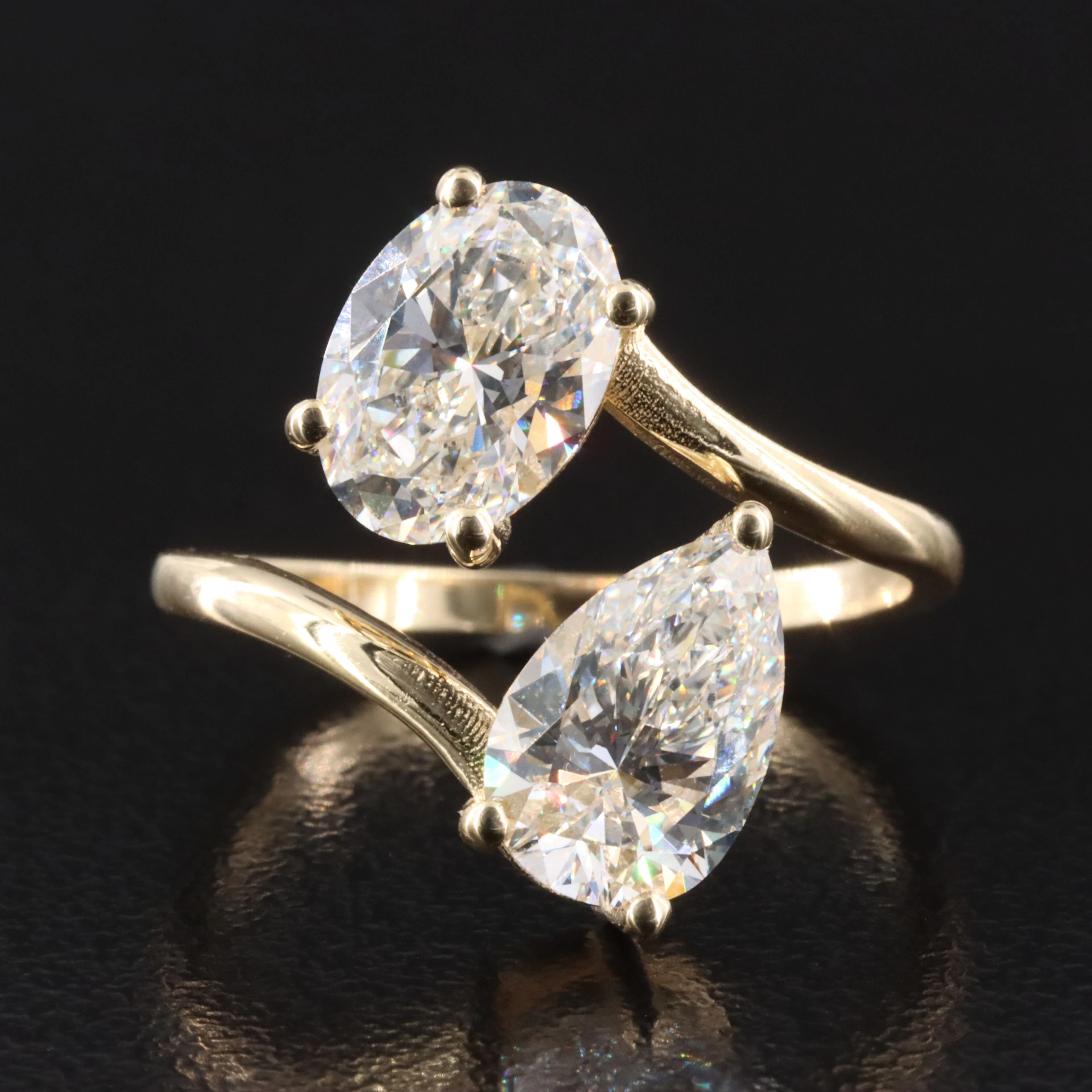 14K 3.04 CTW Lab Grown Diamond Bypass Ring with IGI Reports