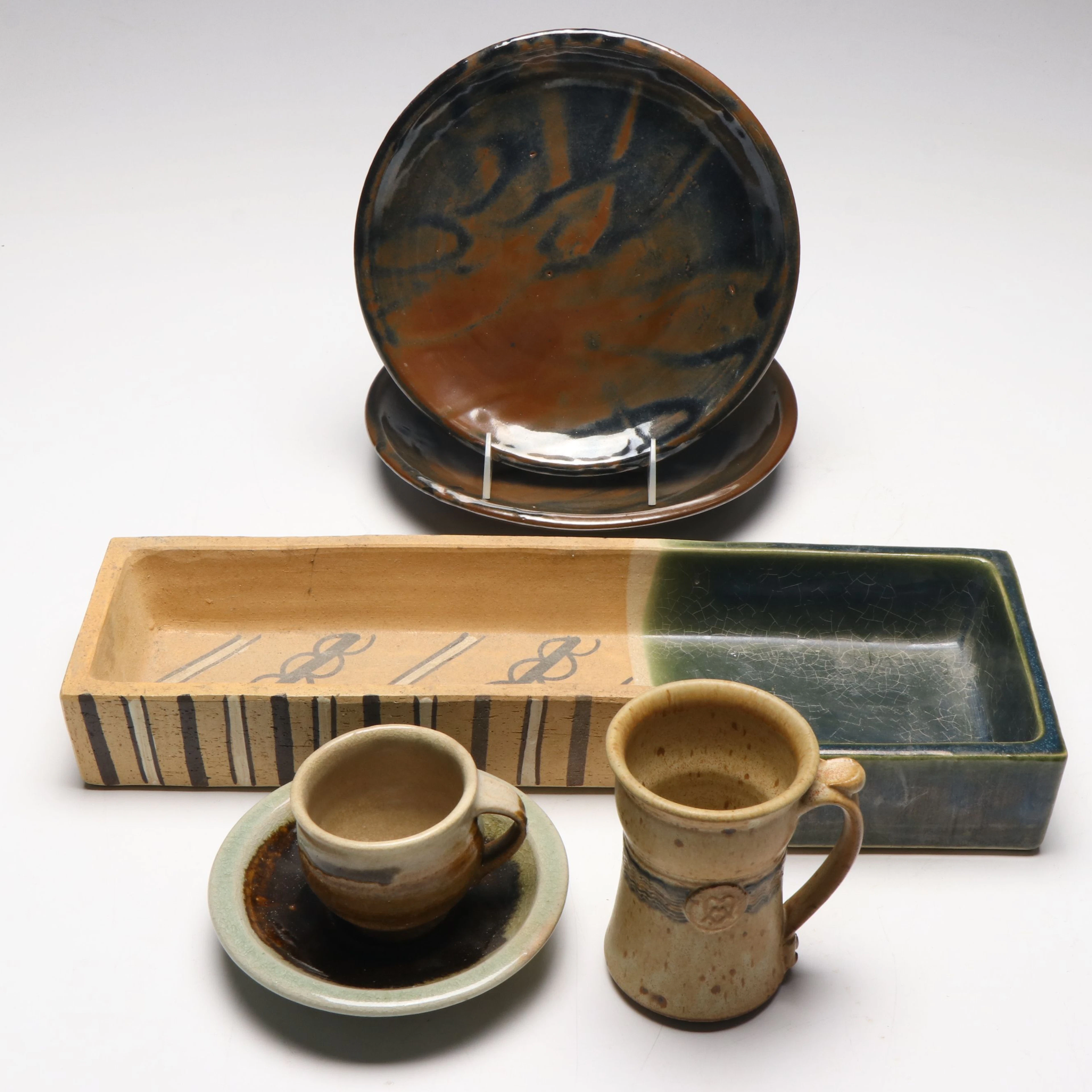 Handcrafted Japanese Stoneware Ikebana Vase with More Art Pottery Tableware