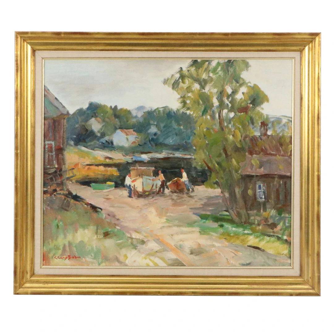 C. Curry Bohm Oil Painting of Pastoral Landscape, Mid-20th Century