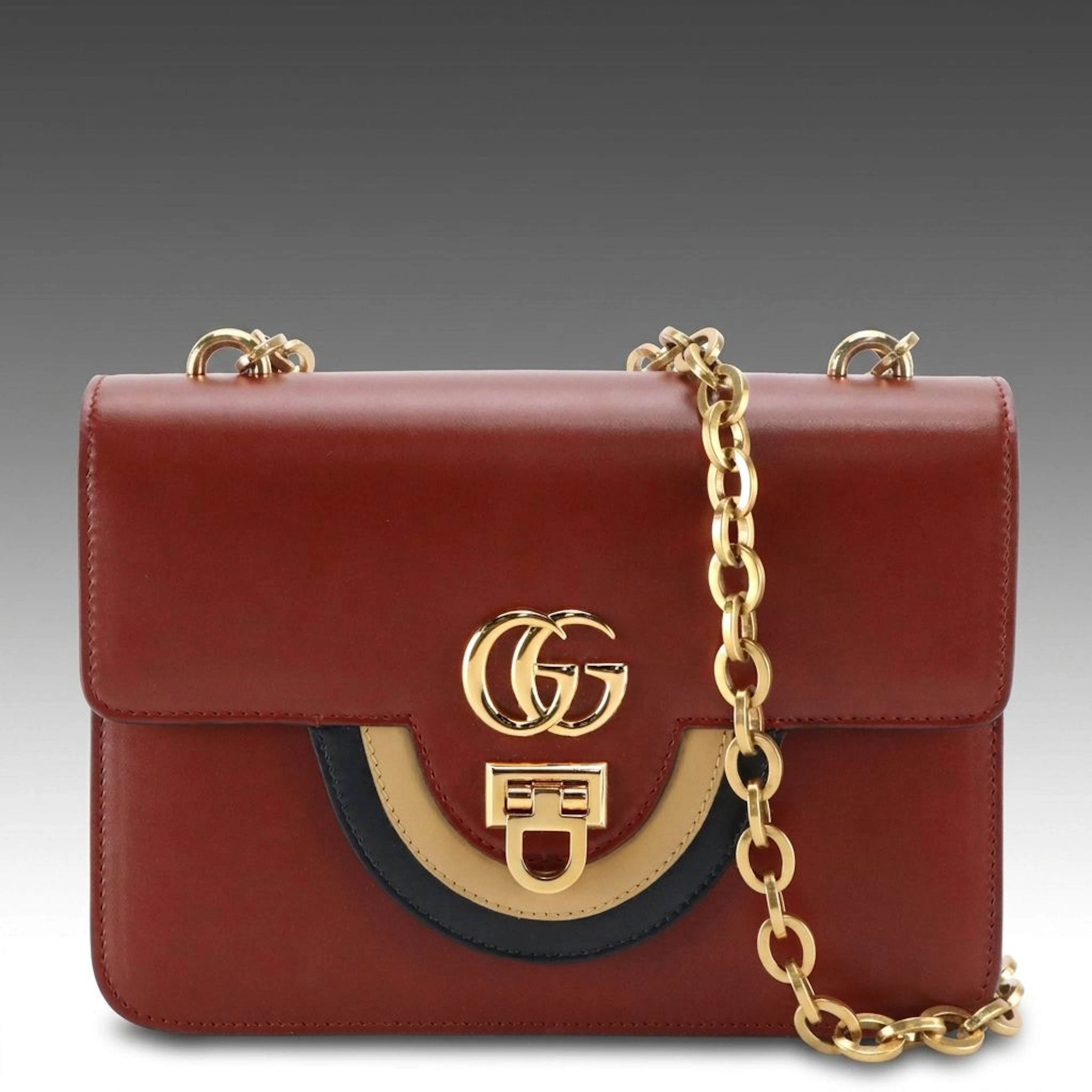 Gucci GG Chic Shoulder Chain Bag in Tricolor Smooth Leather
