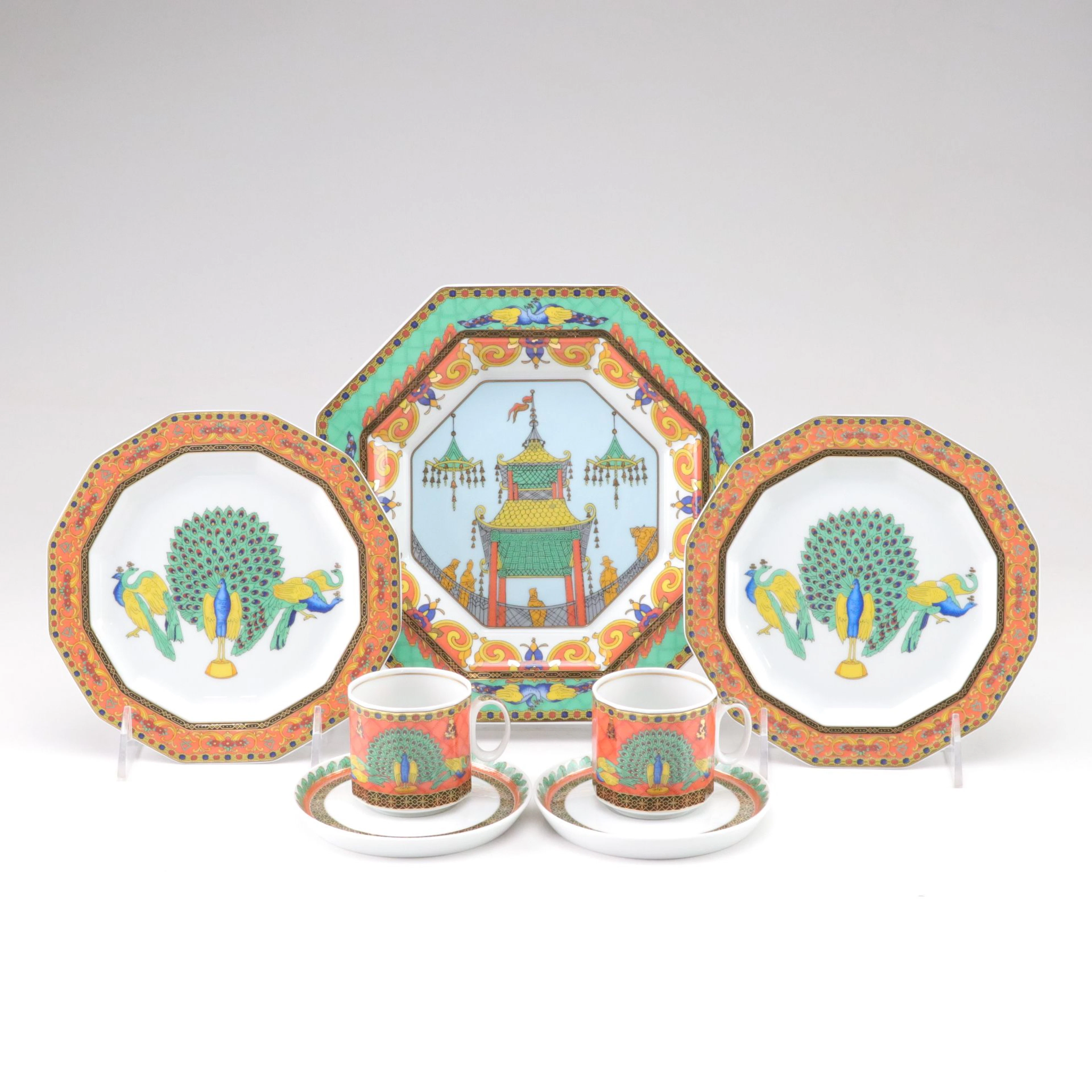 Versace and Rosenthal "Le Voyage De Marco" Plates and Demitasse Cups