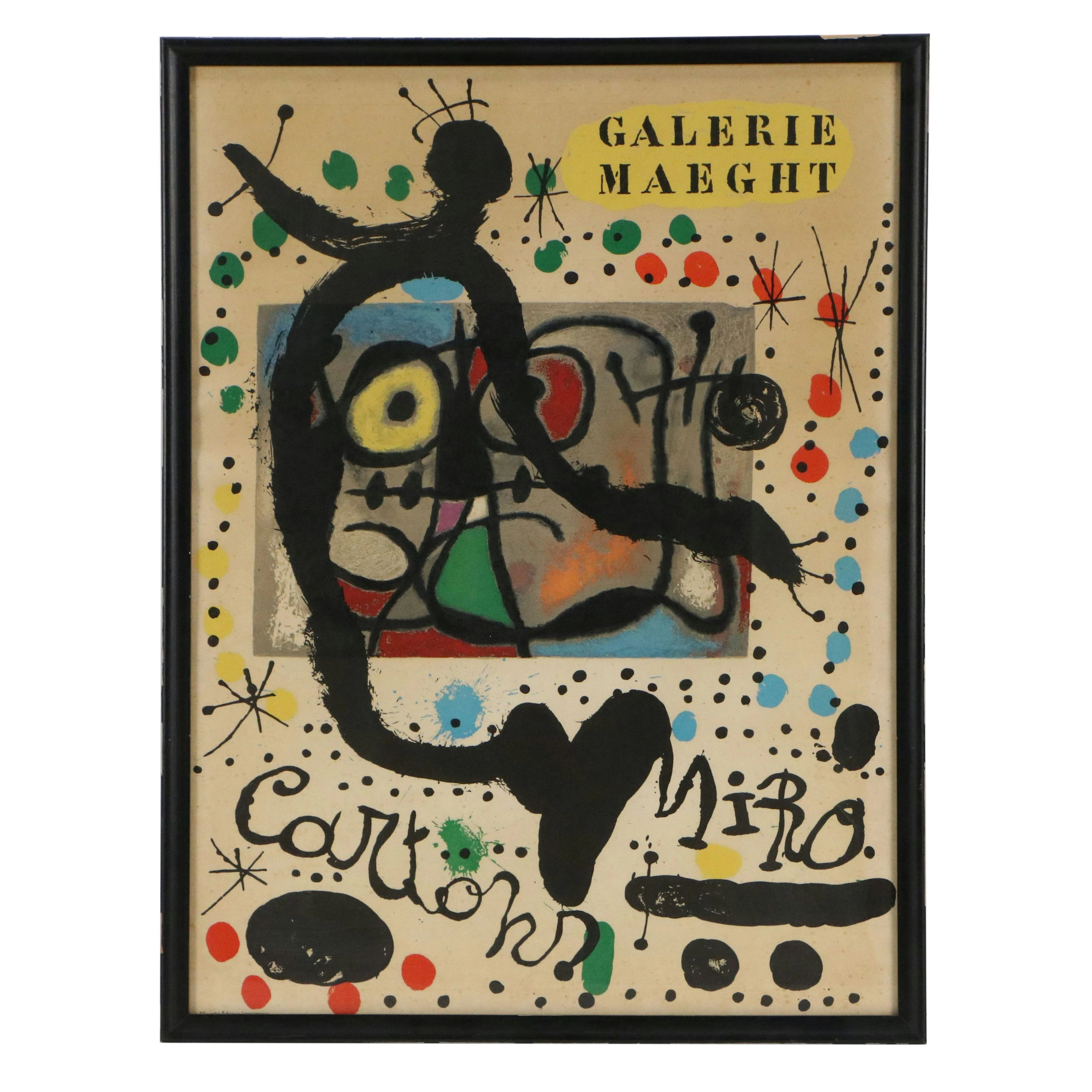 Joan Miró Galerie Maeght Lithograph Poster for Exhibition "Cartons," 1965