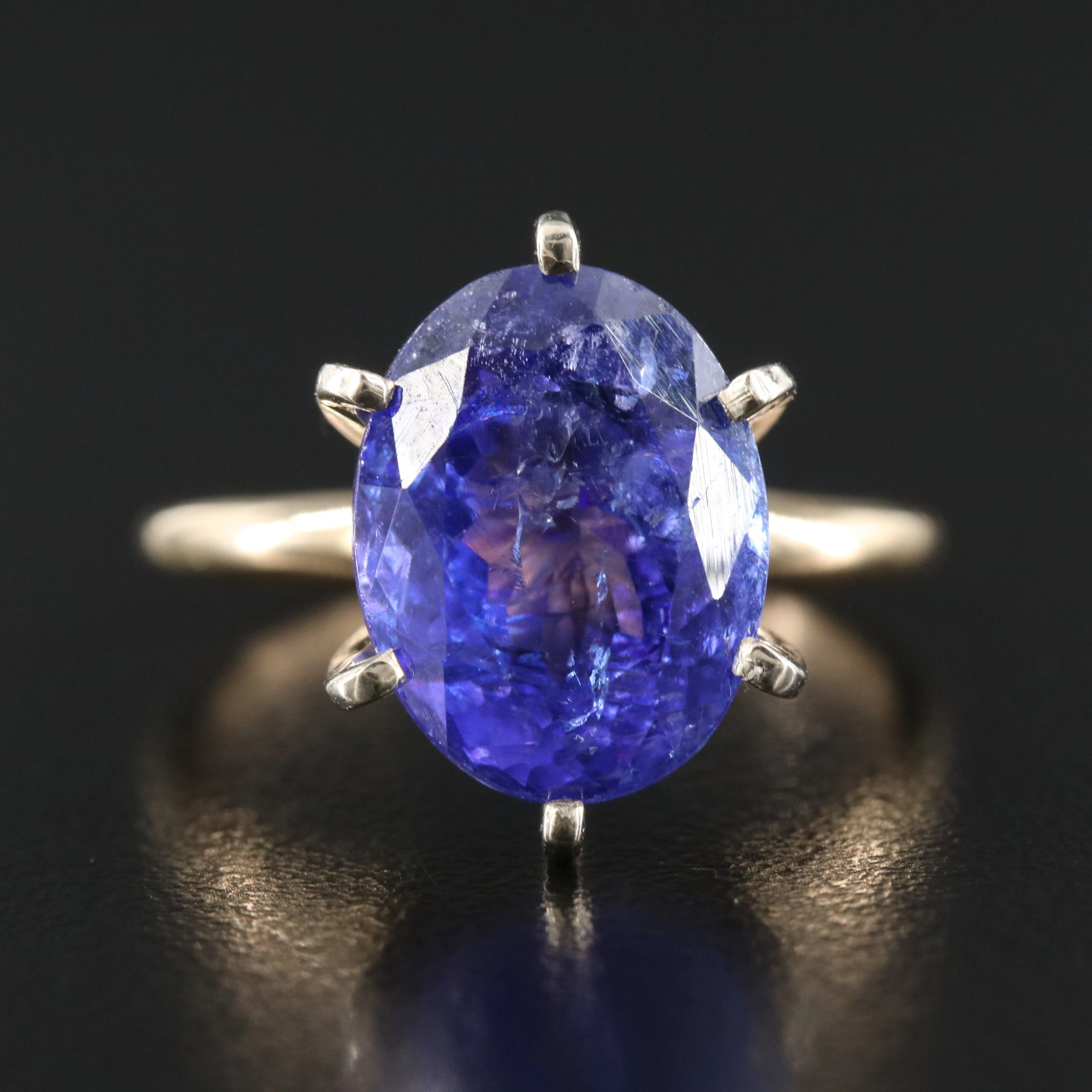 14K Two-Tone 5.56 CT Tanzanite Solitaire Ring