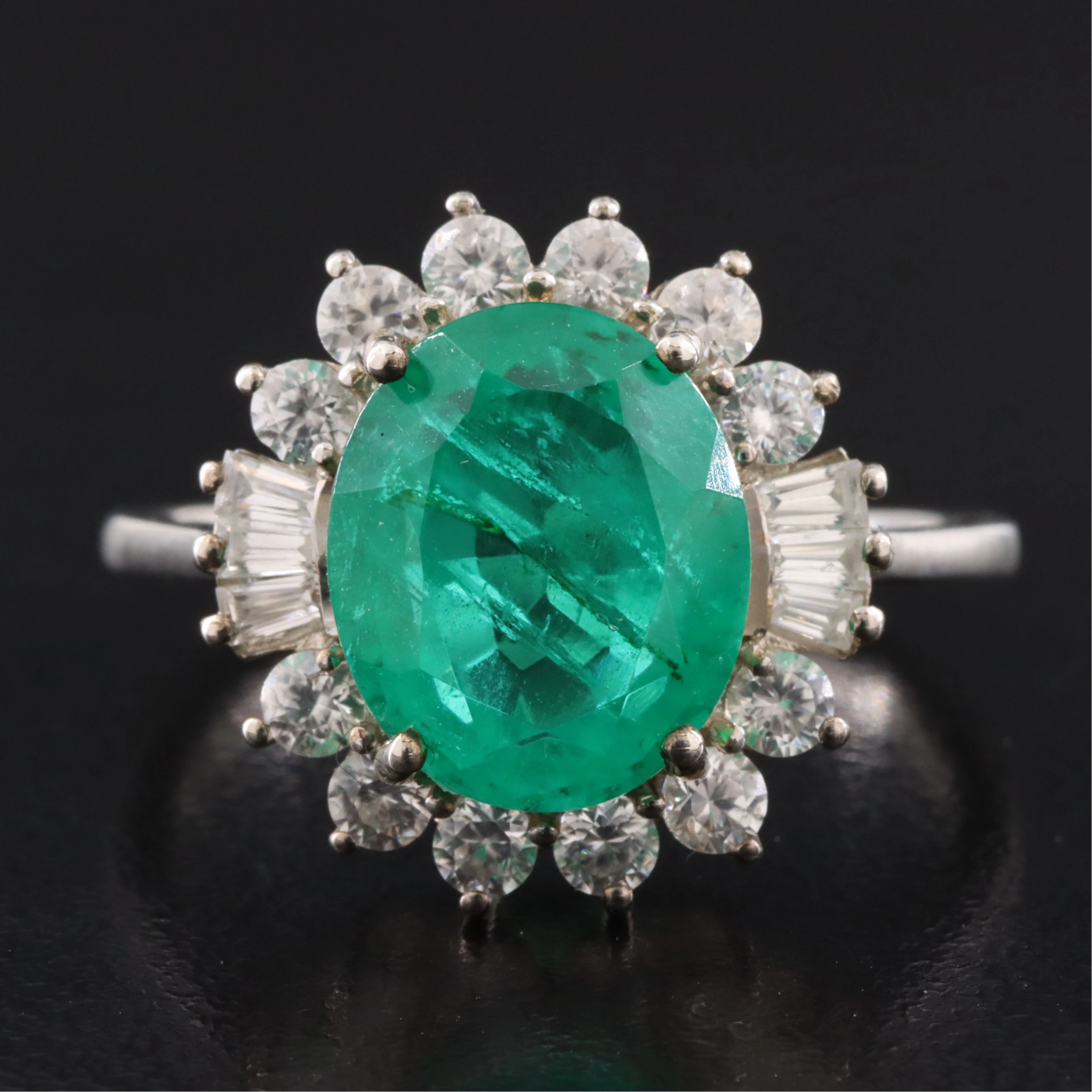 Sterling Beryl Triplet and White Zircon Ring