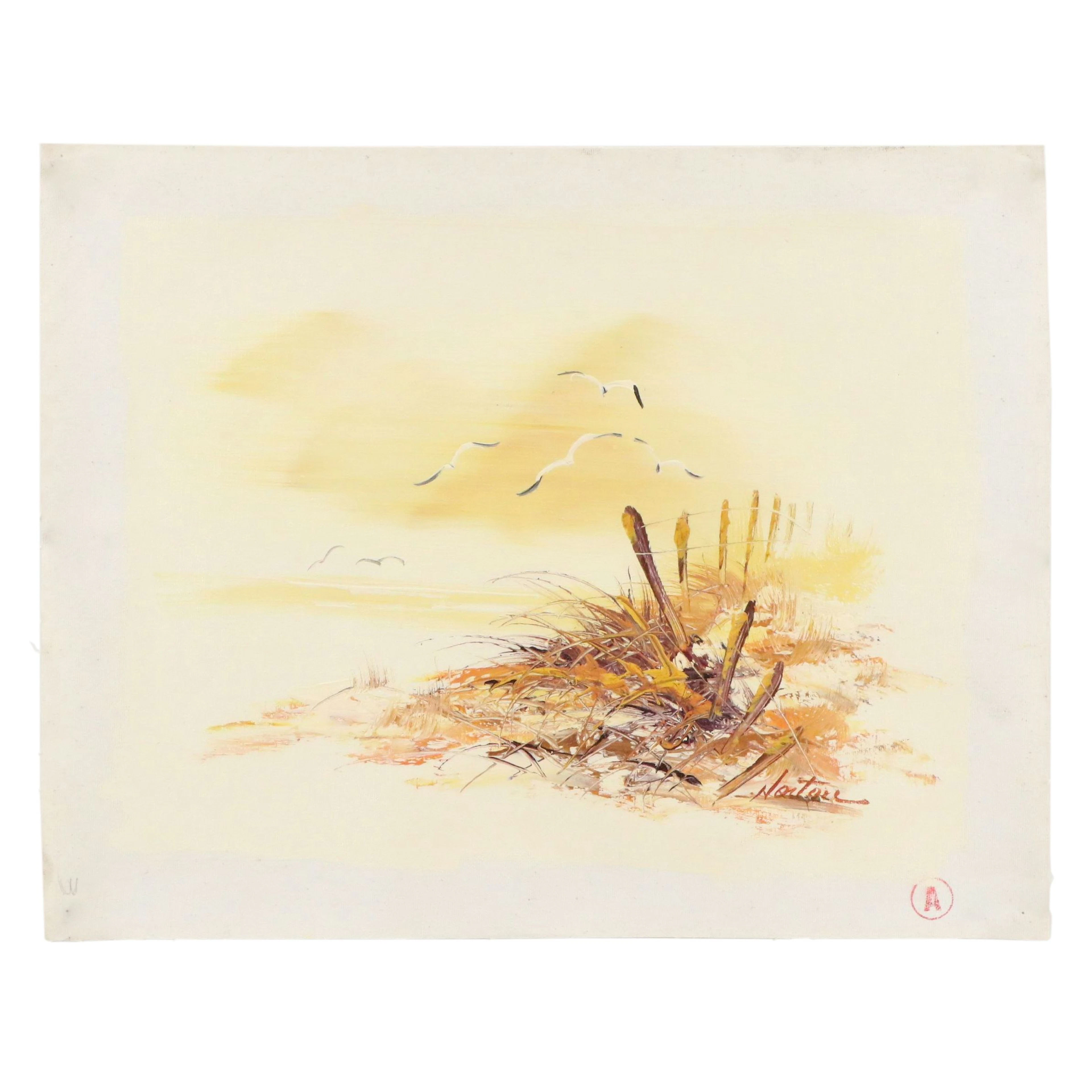 Norton Oil Painting of Coastal Landscape, Mid-20th Century