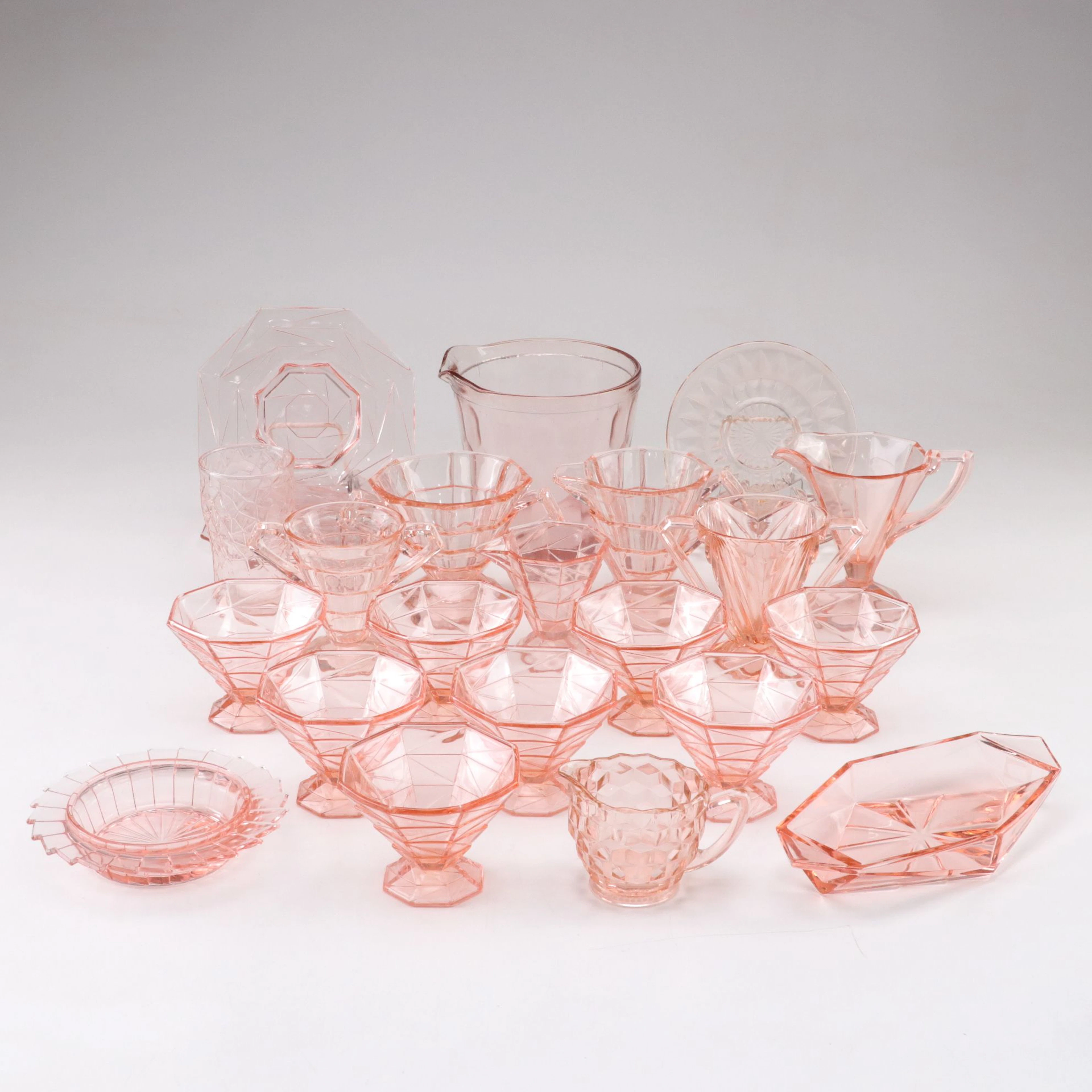 "Cracked Ice," "Windsor Diamond," "Tea Room," & More Pink Depression Glass