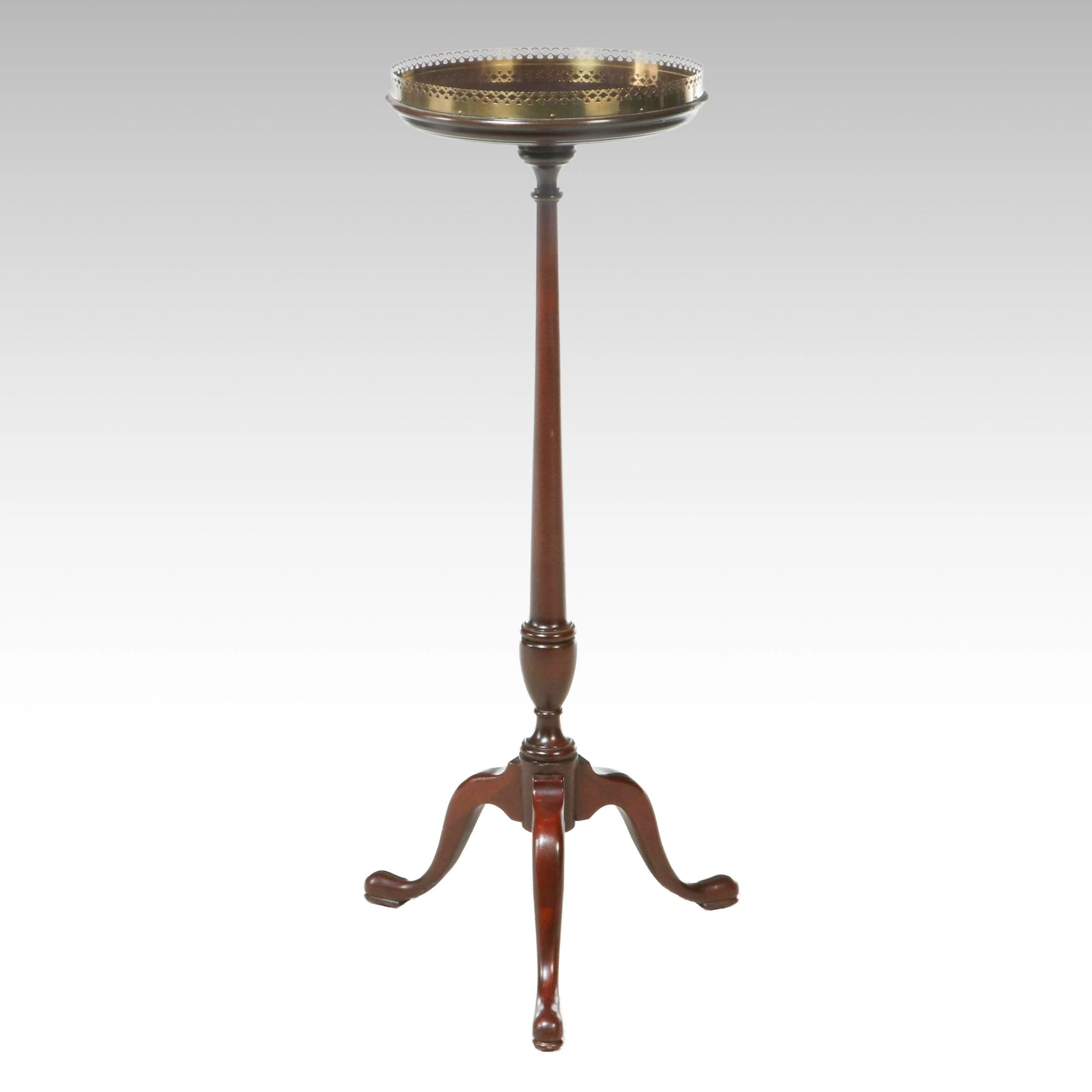 George III Style Mahogany Kettle Stand with Pierced Brass Gallery