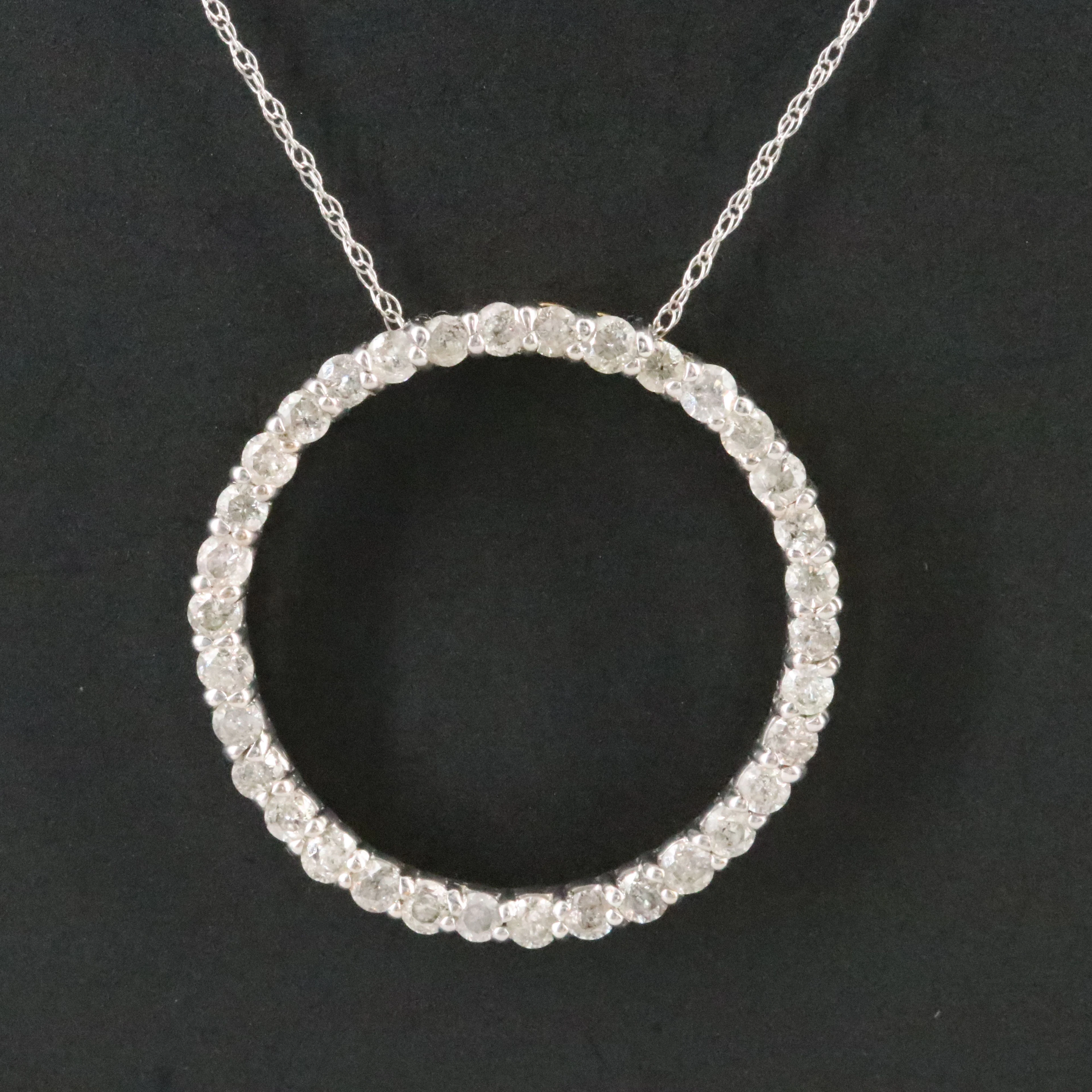 10K Two-Tone 0.98 CTW Diamond Circle Pendant with 14K Singapore Chain