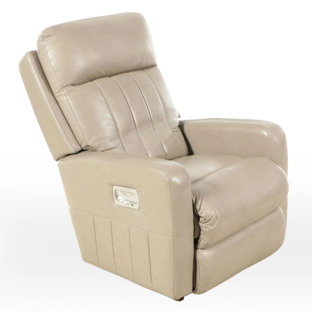 Beige Leather Electric Recliner