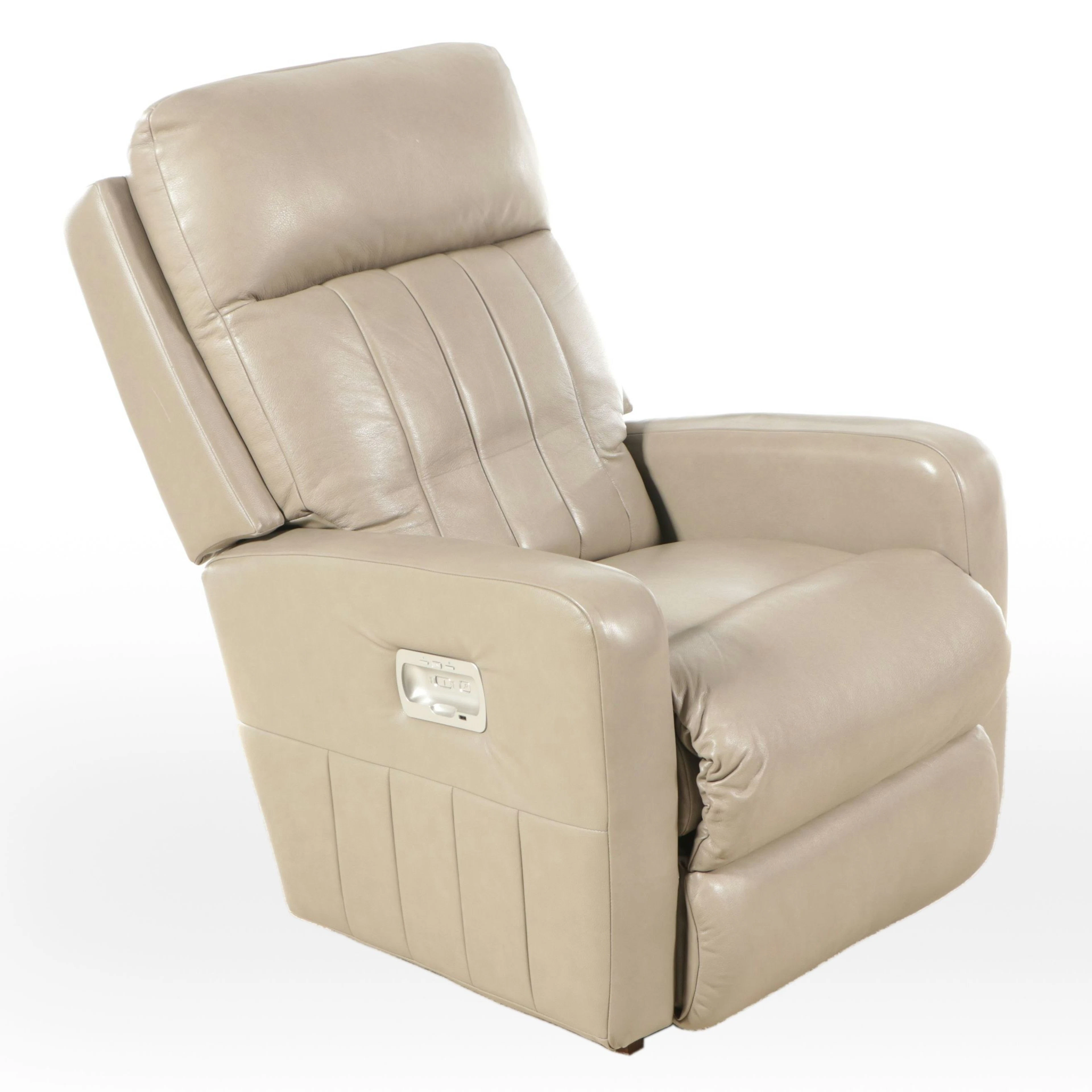 Beige Leather Electric Recliner