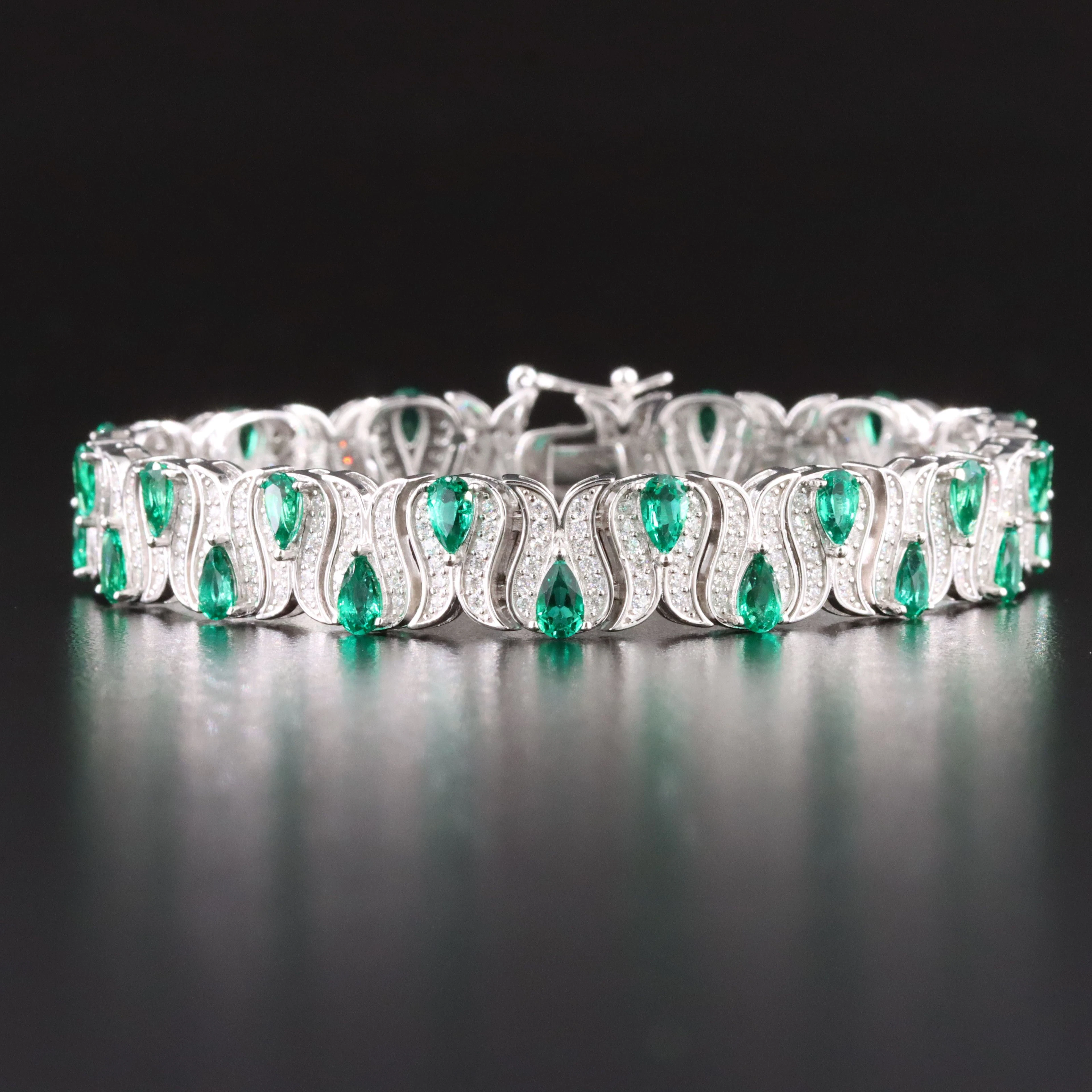 Sterling Emerald and Moissanite Bracelet