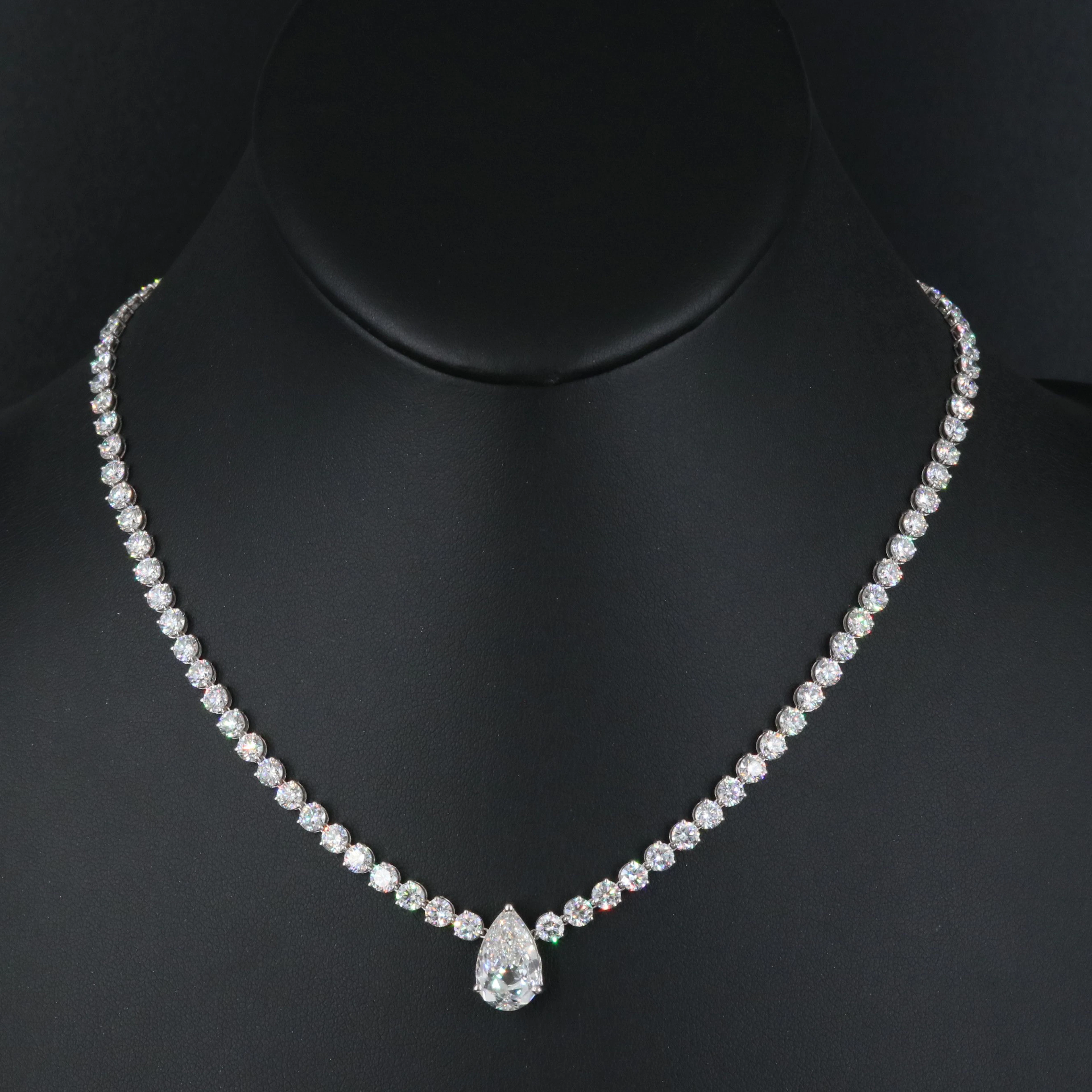 14K 18.53 CTW Lab Grown Diamond Necklace with 3.51 CT Center and IGI Report